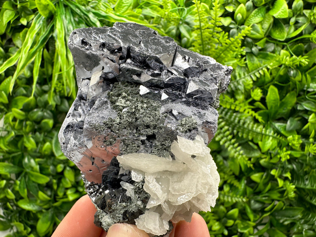 Skeletal Galena, Calcite, Sphalerite, and Chlorite Mineral Specimen