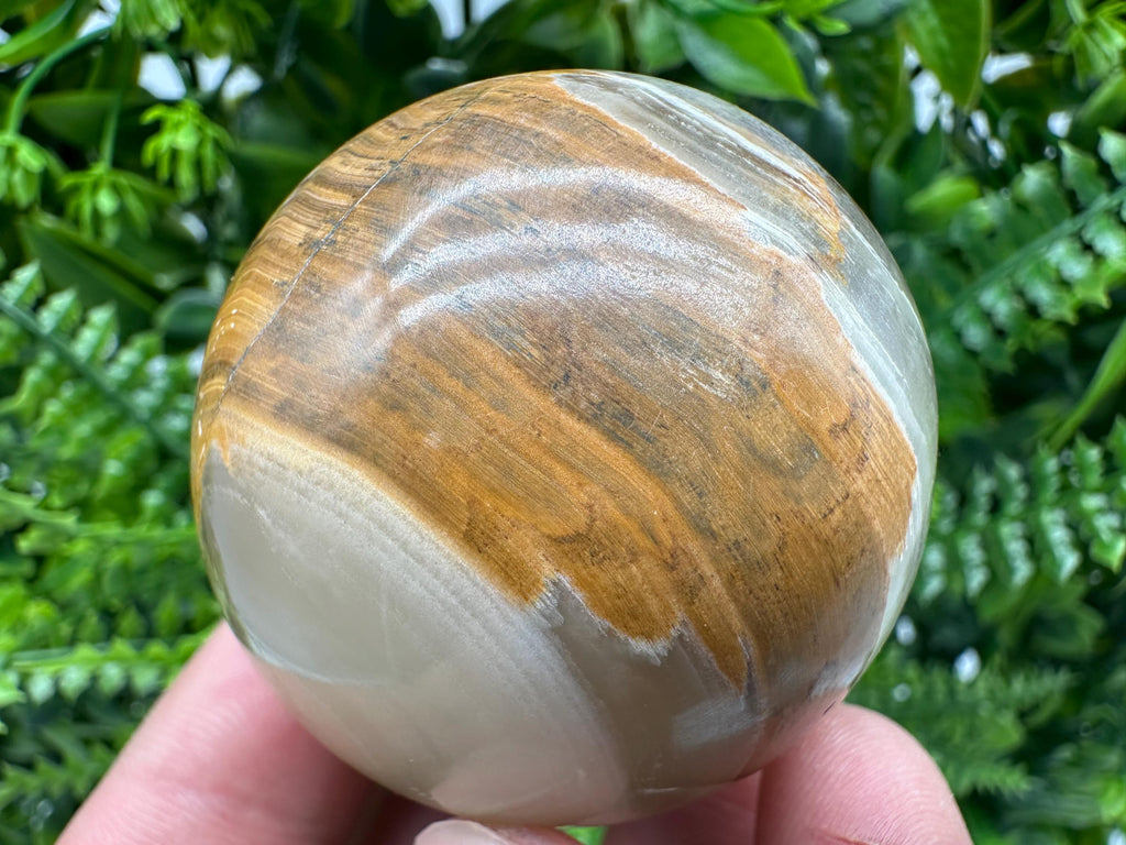 Green Onyx Sphere (5cm): Banded Calcite Healing Crystal