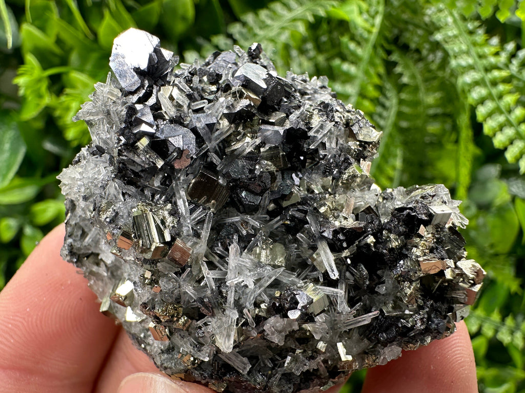Galena Sphalerite Pyrite on Quartz: Borieva Mine Crystal Decor
