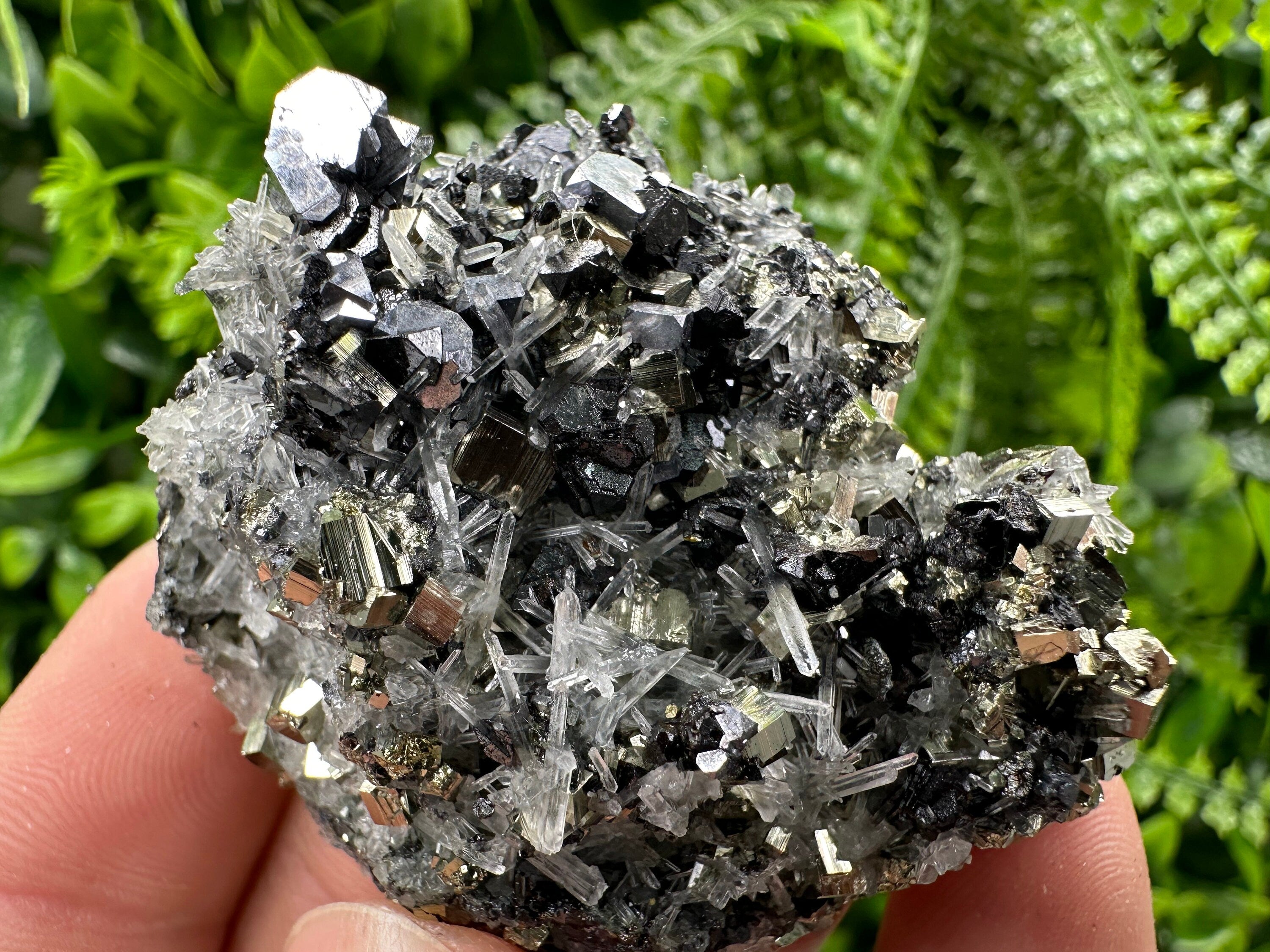 Galena Sphalerite Pyrite on Quartz: Borieva Mine Crystal Decor
