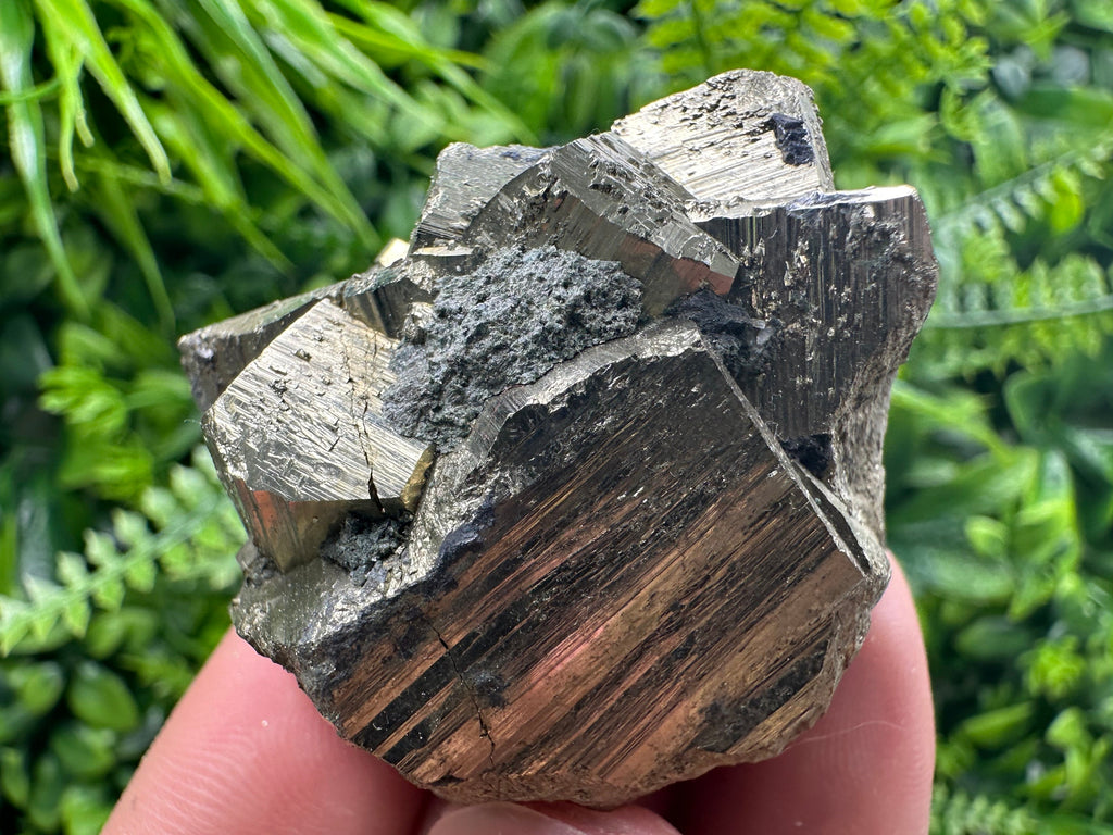 Rare Double Sided Pyrite Cluster with Hematite