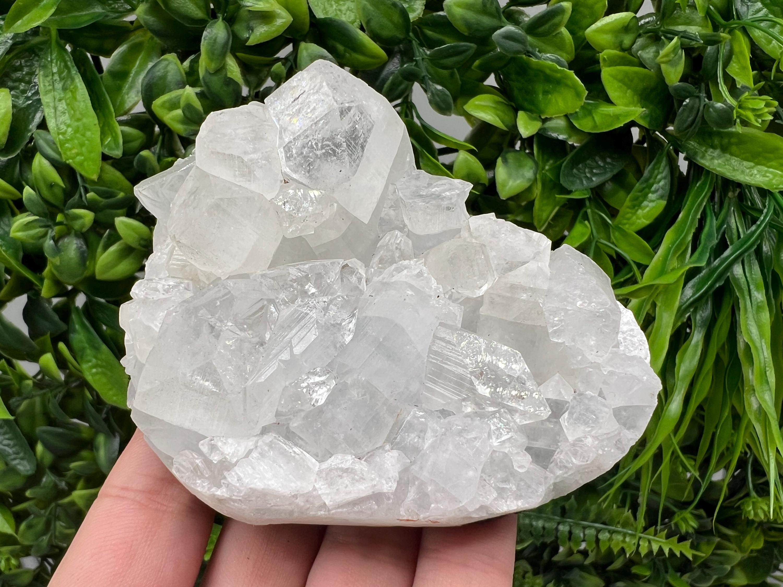 Apophyllite on Chalcedony Specimen: Transparent Crystal, India Minerals