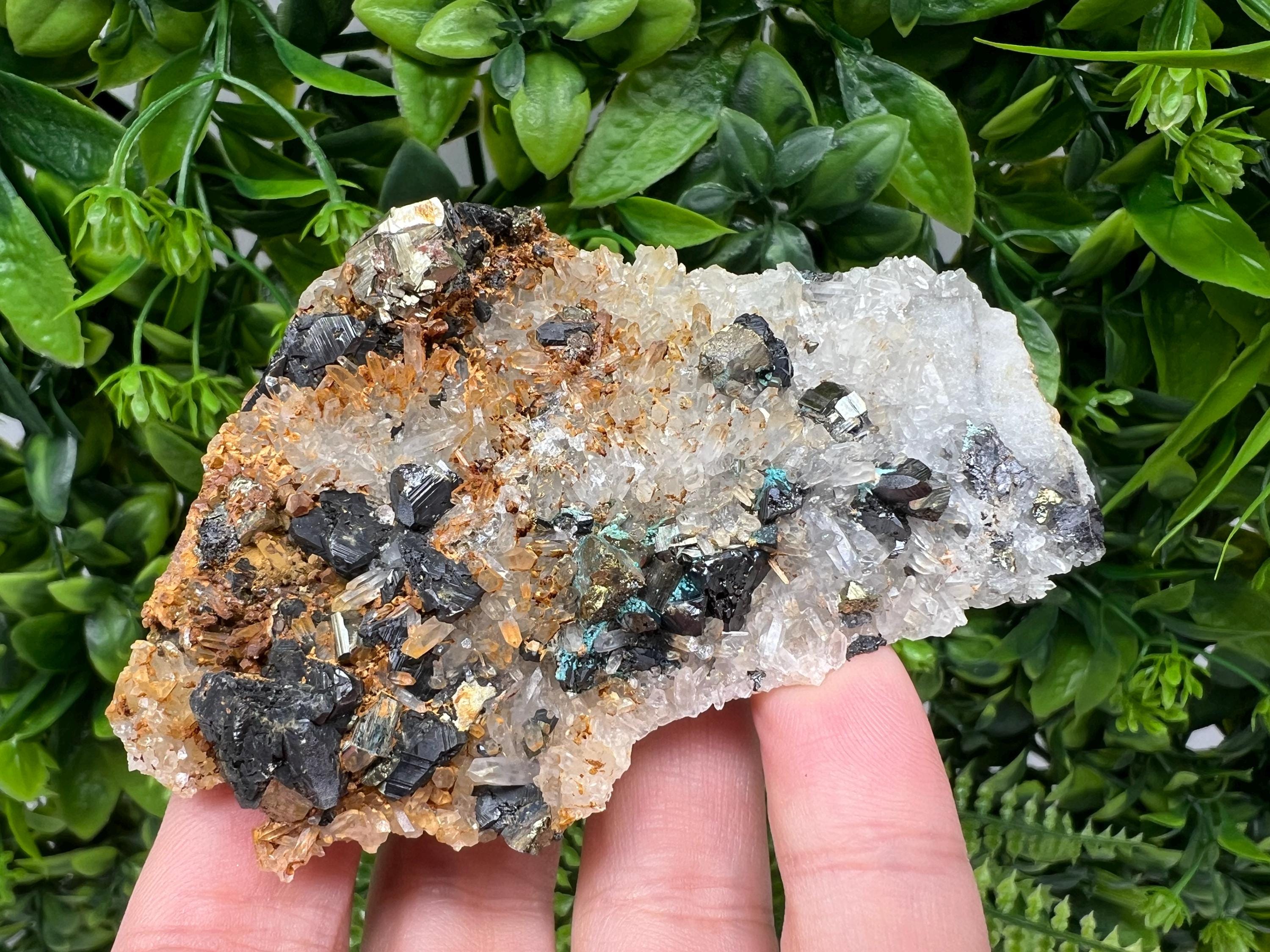 Wonderful Rainbow pyrite,Sphalerite on needles Quartz,natural minerals souvenir crystal gift collection stone,home decor Borieva Bulgaria