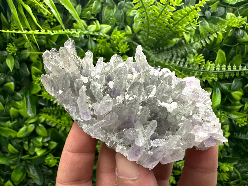 Amethyst Quartz Crystal Cluster with Calcite, Chlorite Inclusions