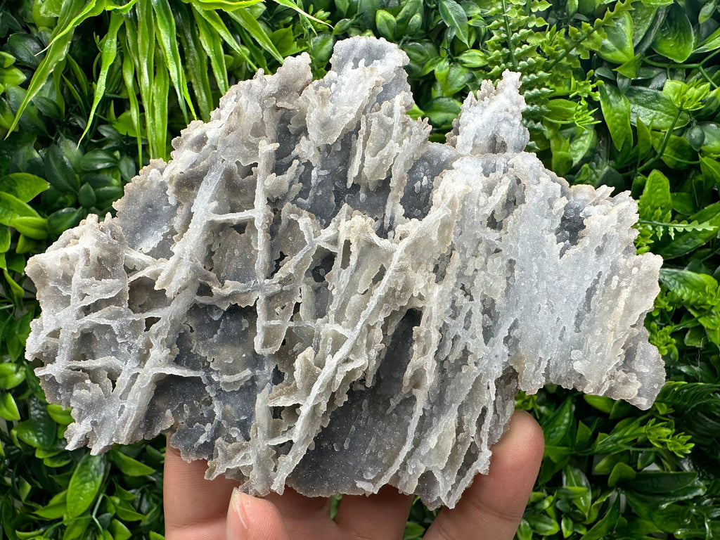 Blue Quartz Chalcedony with Chlorite, Bulgaria Crystal Decor Stone