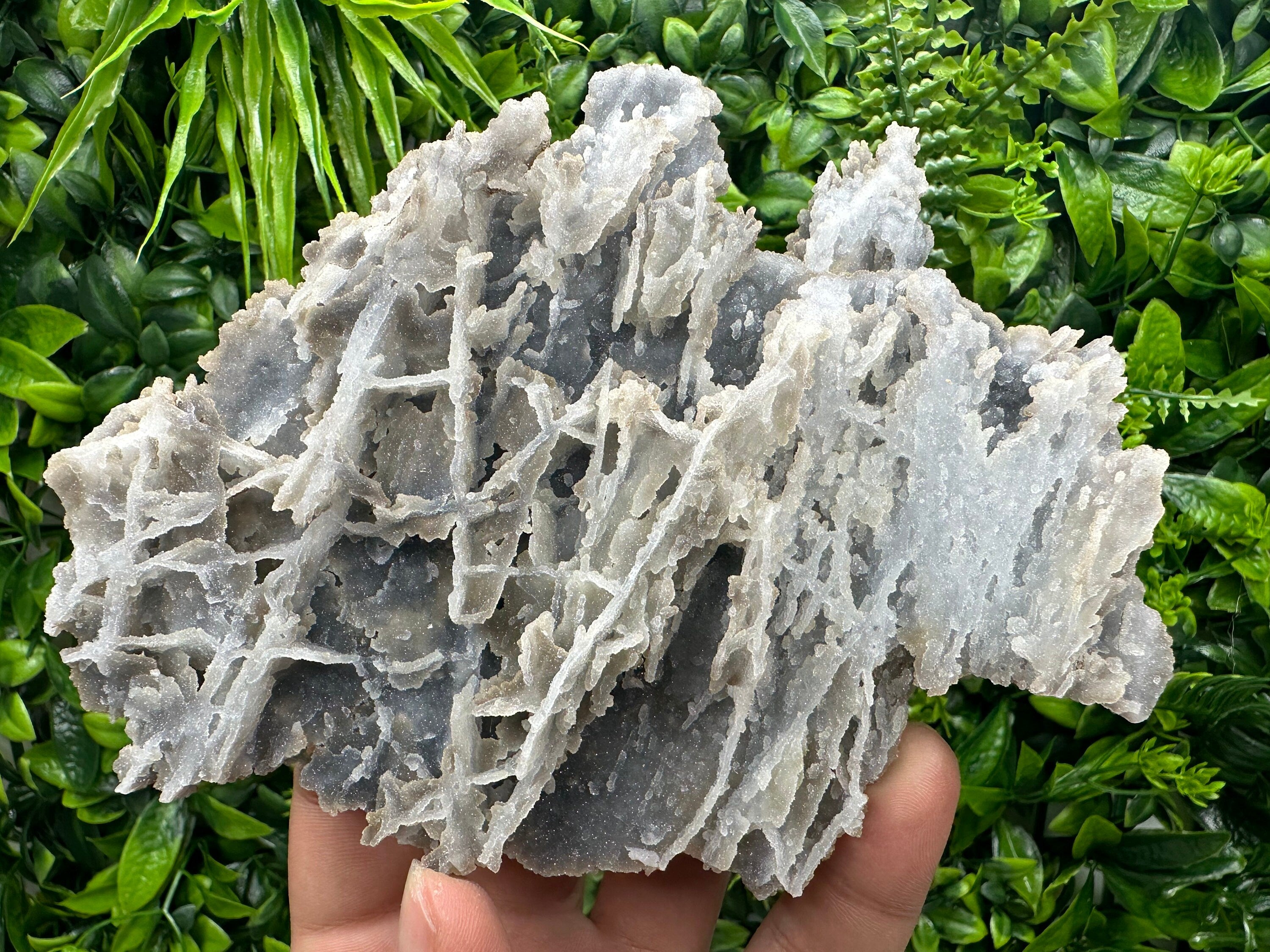 Blue Quartz Chalcedony with Chlorite, Bulgaria Crystal Decor Stone