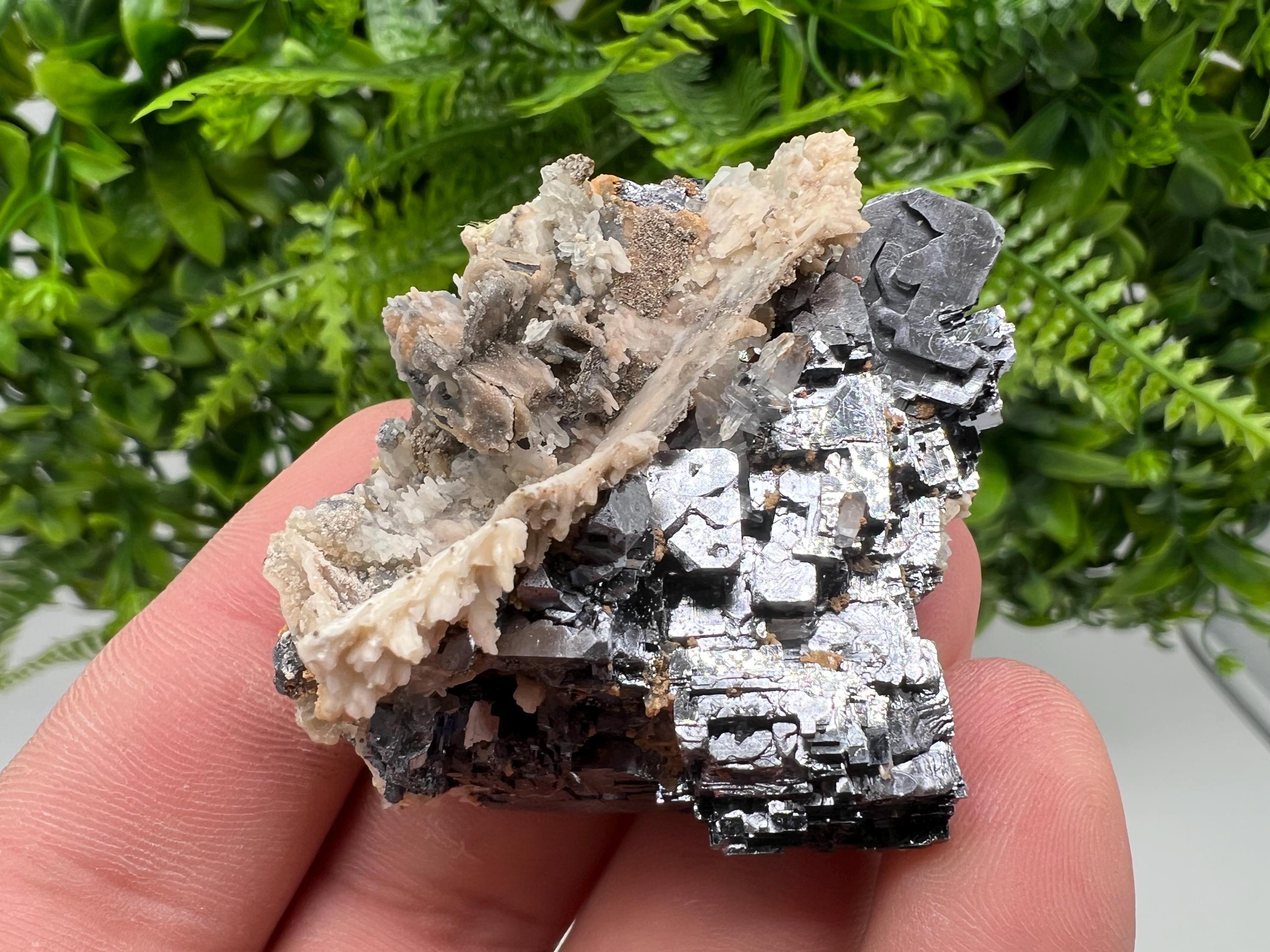 Aesthetic Natural shiny Galena whit Siderite and Quartz from 9 th September mine,Bulgaria,collection specimen,rare galena,Galena cluster