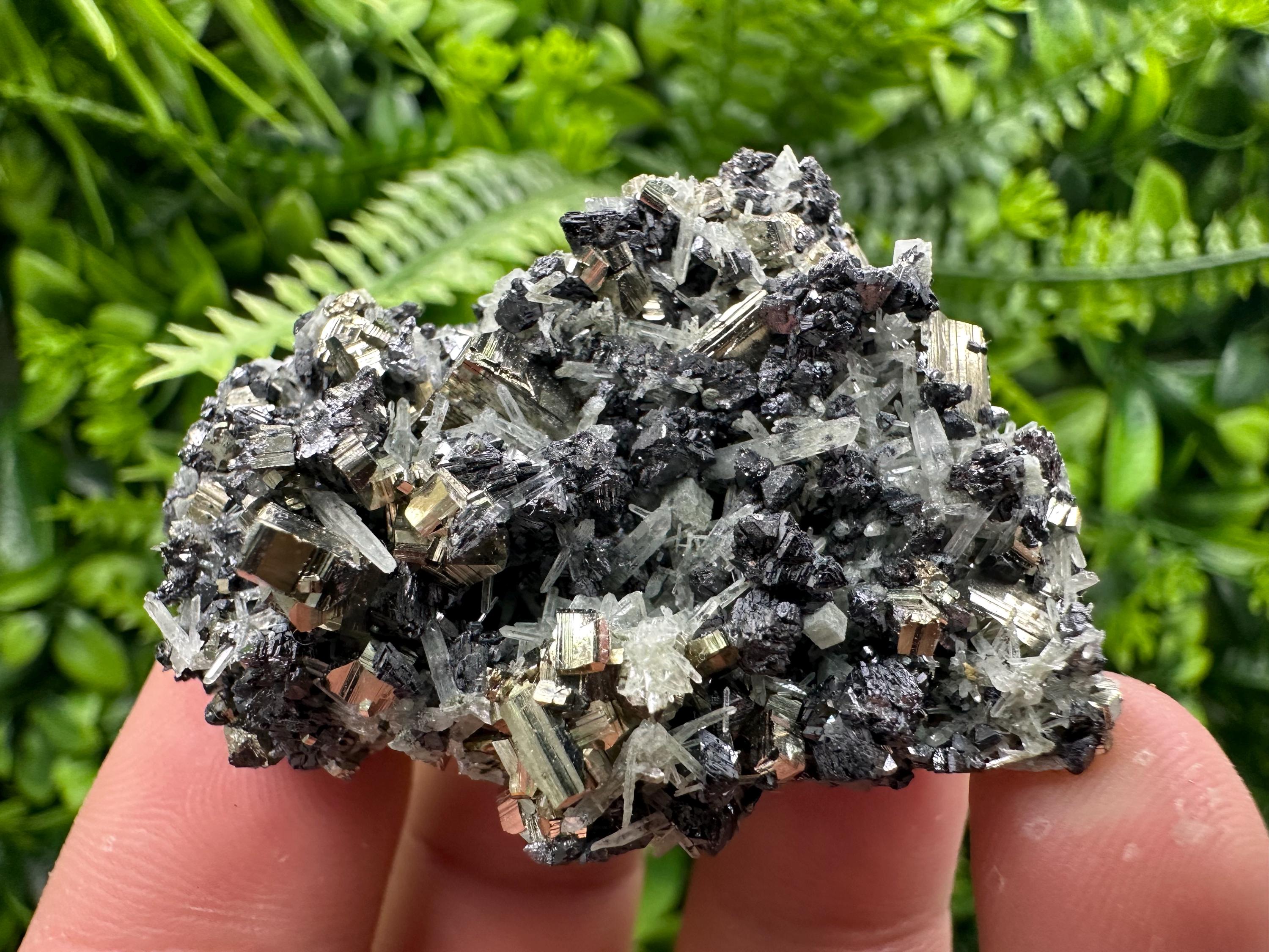 Pyrite on Sphalerite and Quartz, Borieva Mine Mineral Specimen