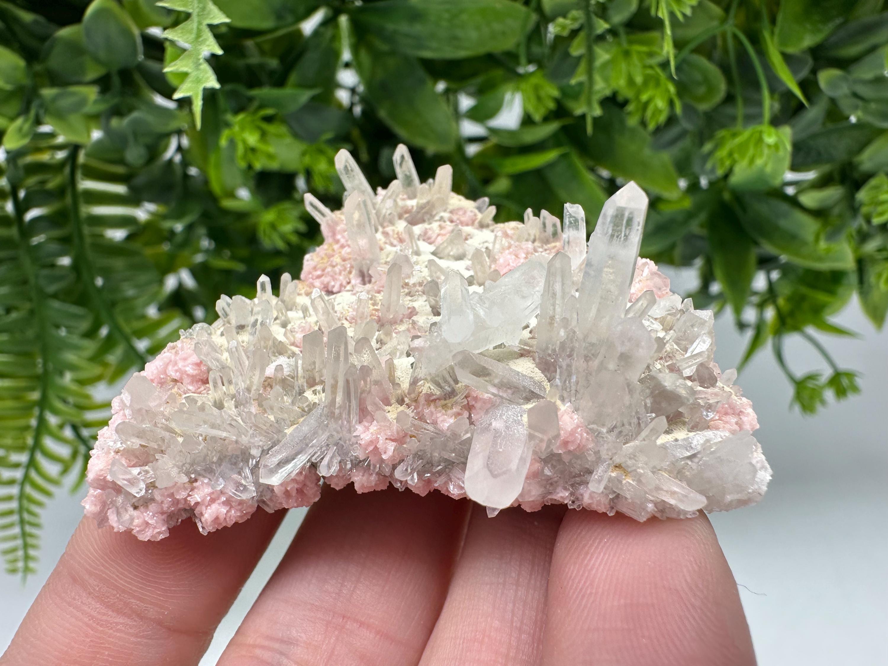 Rhodochrosite with Quartz Crystals, Starnica Mine, Bulgaria