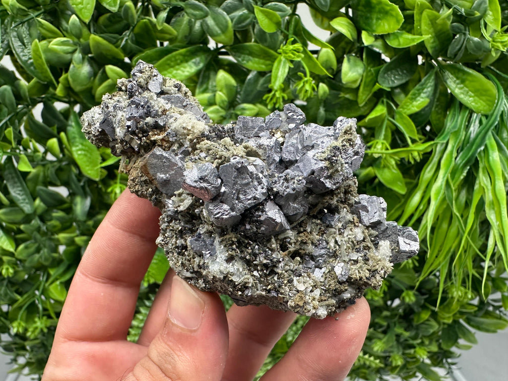 Lovely Galena on Quartz whit Calcite,Pyrite from Borieva mine,Madan,Bulgaria,Natural,Collection minral specimen,crystal,Metaphysical,Geology