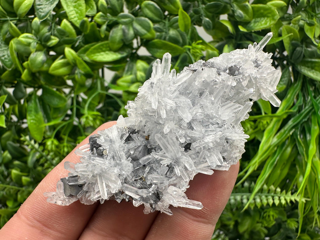 Sphalerite on Green Quartz, Borieva Mine Mineral Specimen