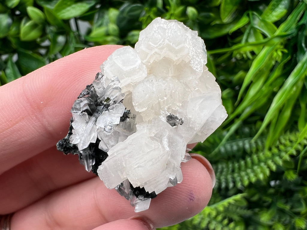 Quartz Crystal with Calcite and Chlorite - Borieva Mine, Bulgaria