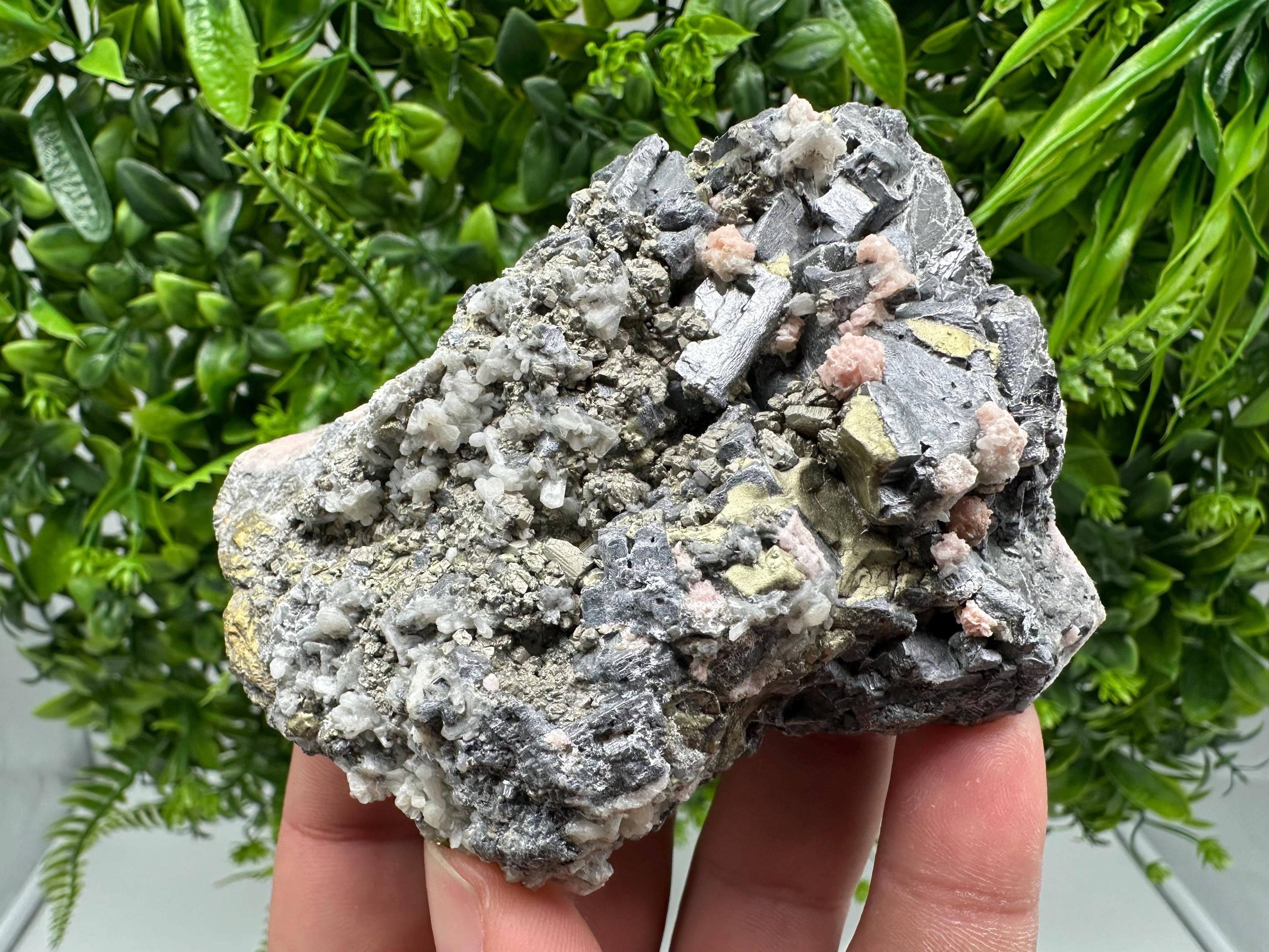 Stunning Rhodochrosite,on Galena,Chalcopyrite from Starnica mine,Davidcovo,Bulgaria,Natural,collection mineral specimen,home decor stone