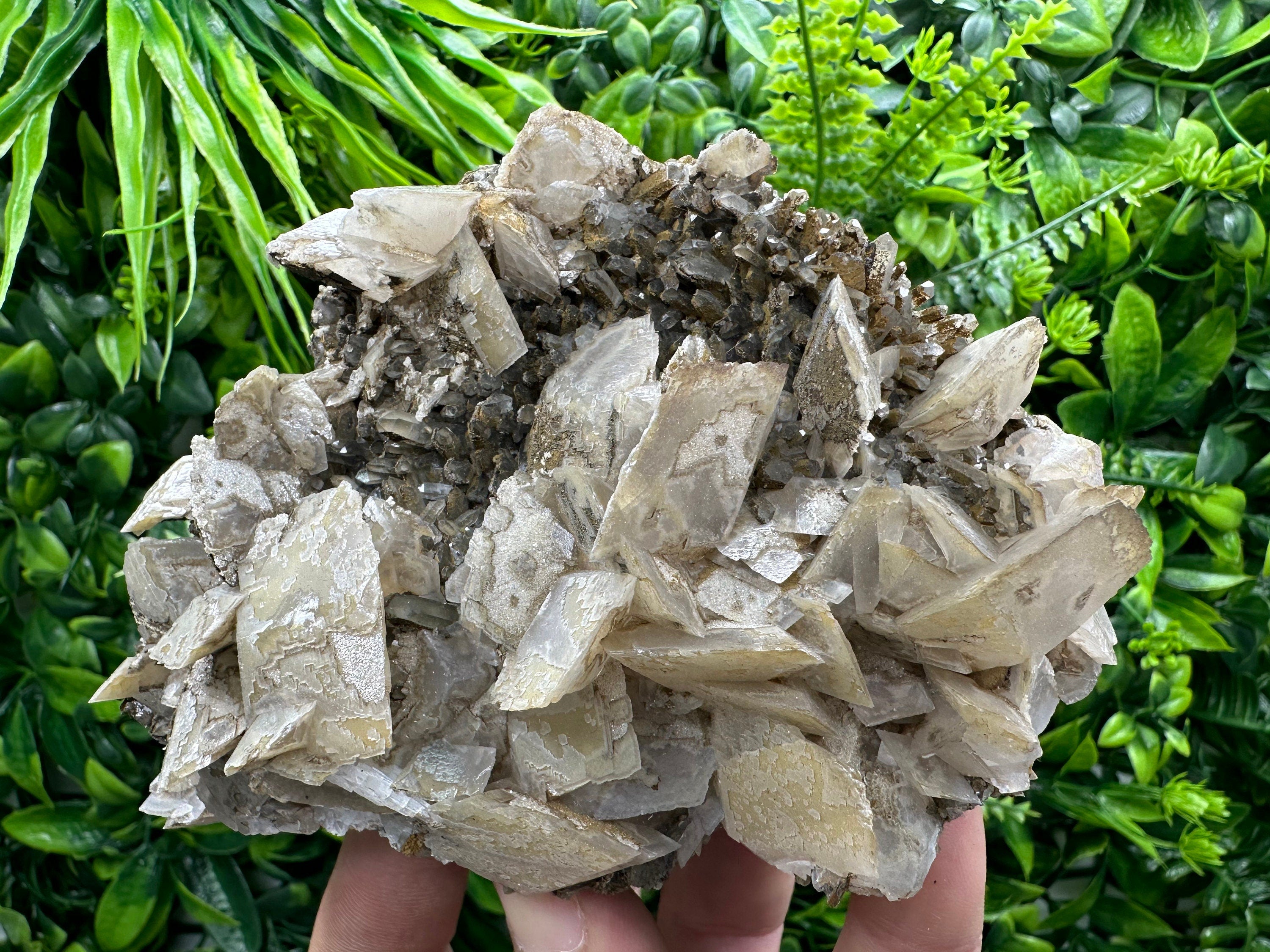 Calcite on Quartz with Oxide, Borieva Mine Mineral Specimen