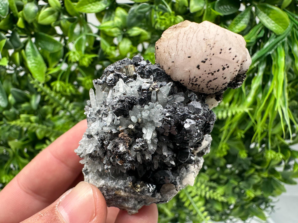 Calcite on Green Quartz: Rare Bulgarian Healing Crystal