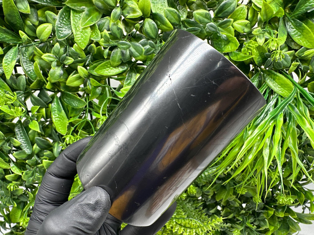 Shungite Cup (100mm): Polished Stone Water Cup, Chakra Healing