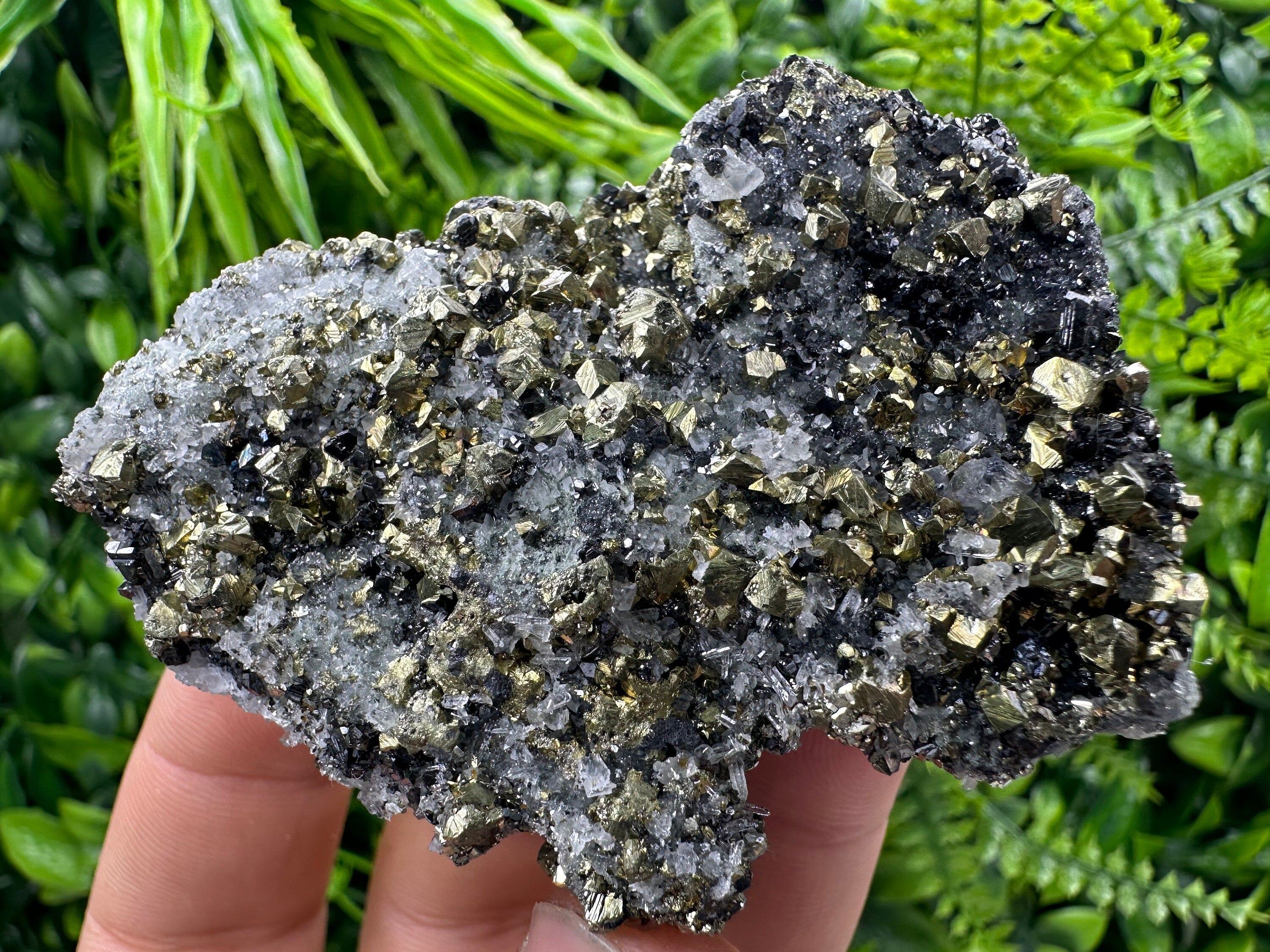 Chalcopyrite with Sphalerite on Quartz, Bulgaria Mineral Specimen