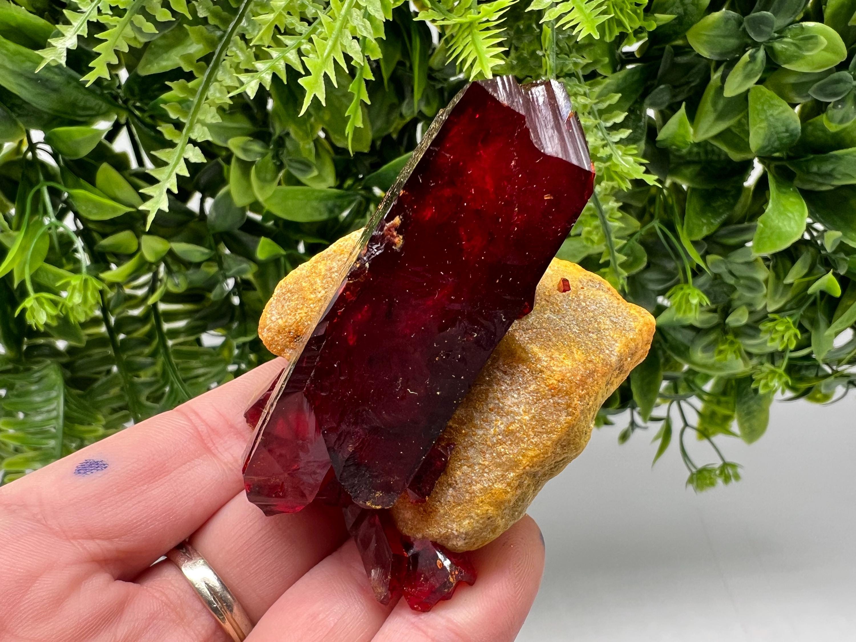 XXL Lab-Grown Ruby Pruskite Crystal on Matrix, Poland