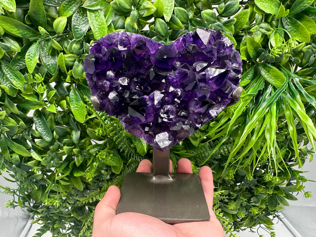 Large Purple Amethyst Heart: Natural Uruguay Crystal, Home Decor