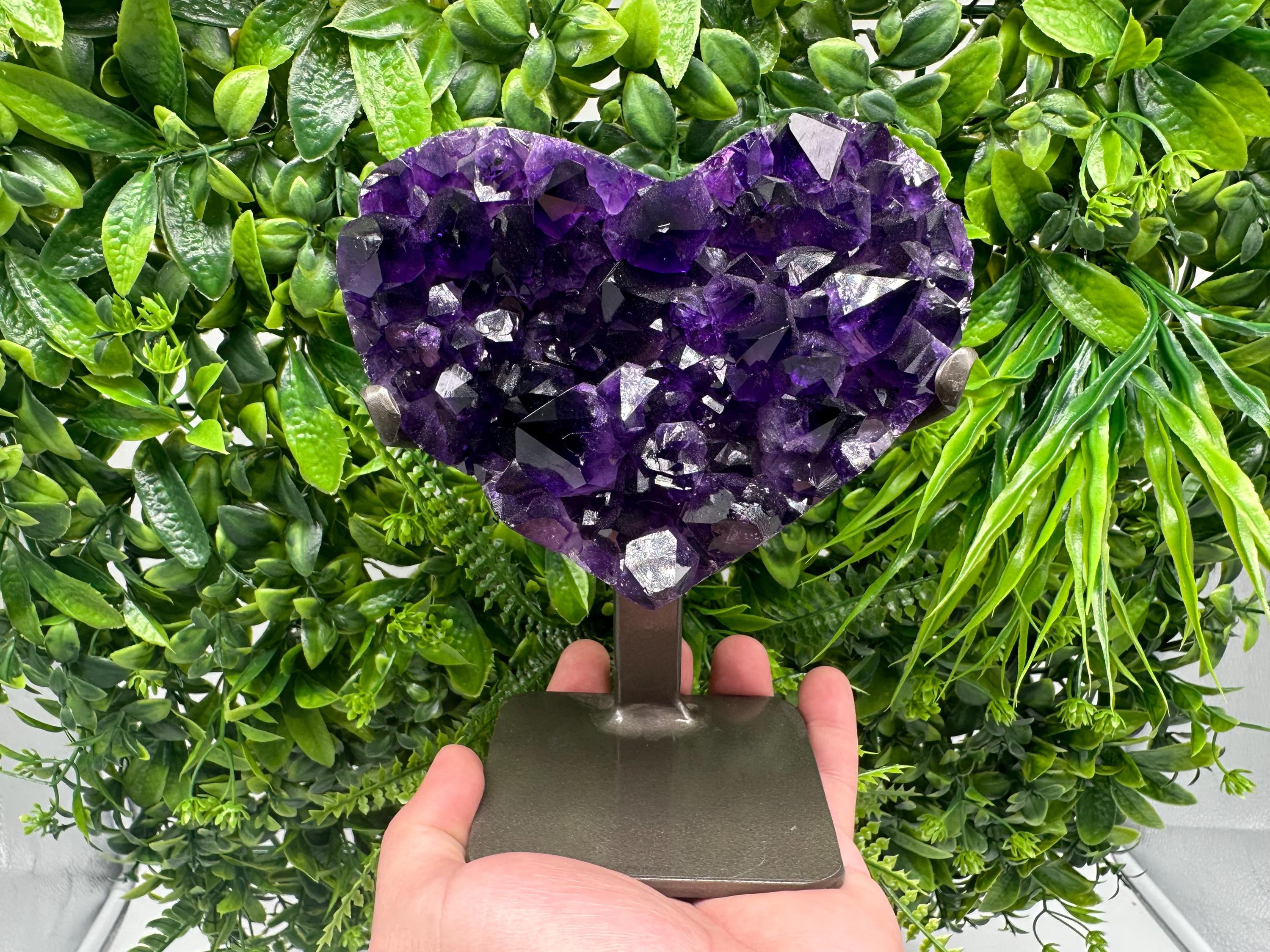Large Purple Amethyst Heart: Natural Uruguay Crystal, Home Decor