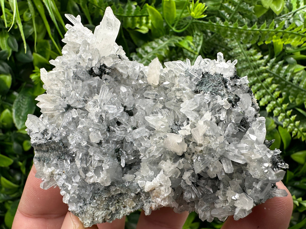 Calcite on Quartz Crystal: Borieva Mine, Bulgaria