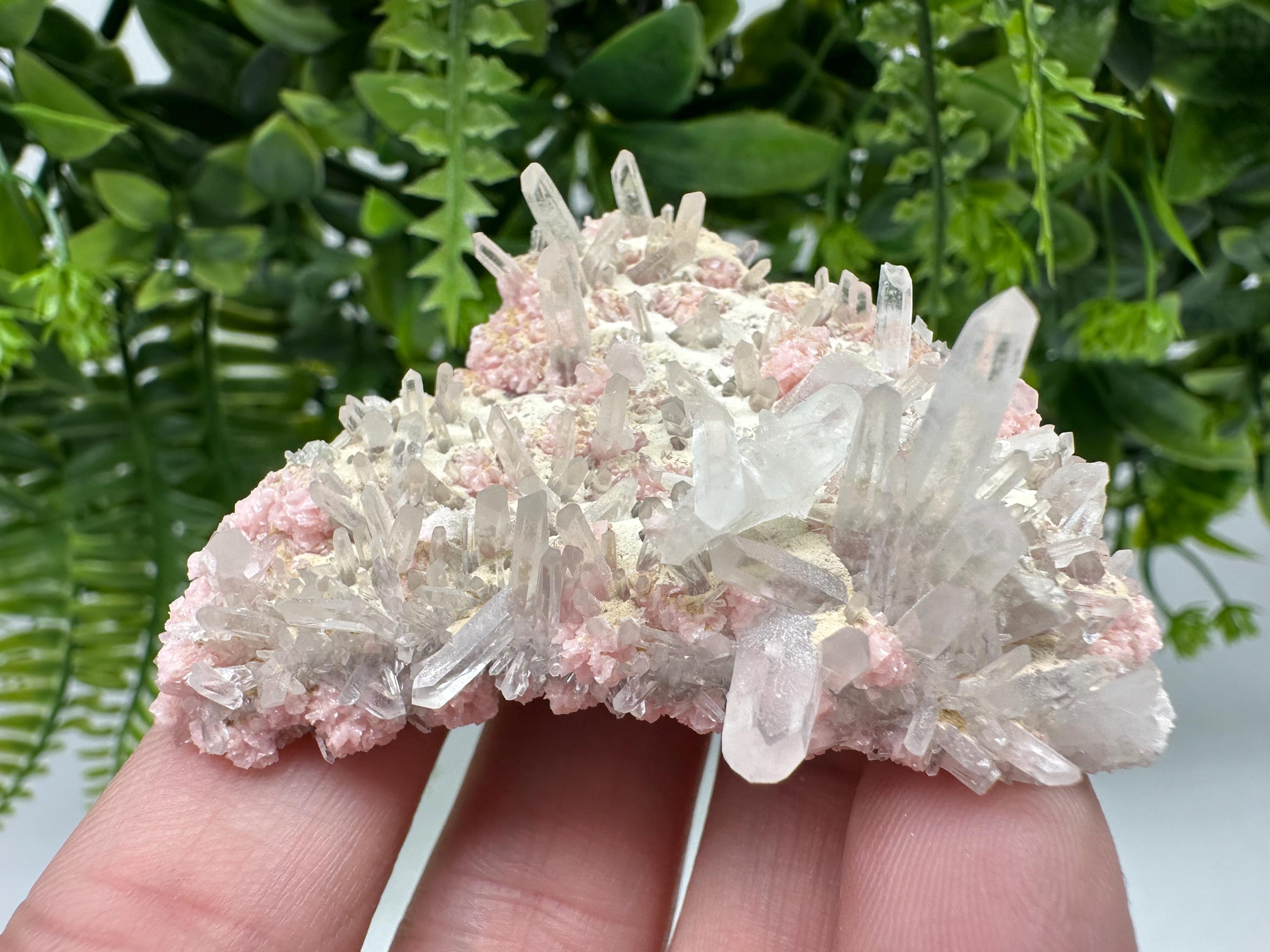 Rhodochrosite with Quartz Crystals, Starnica Mine, Bulgaria