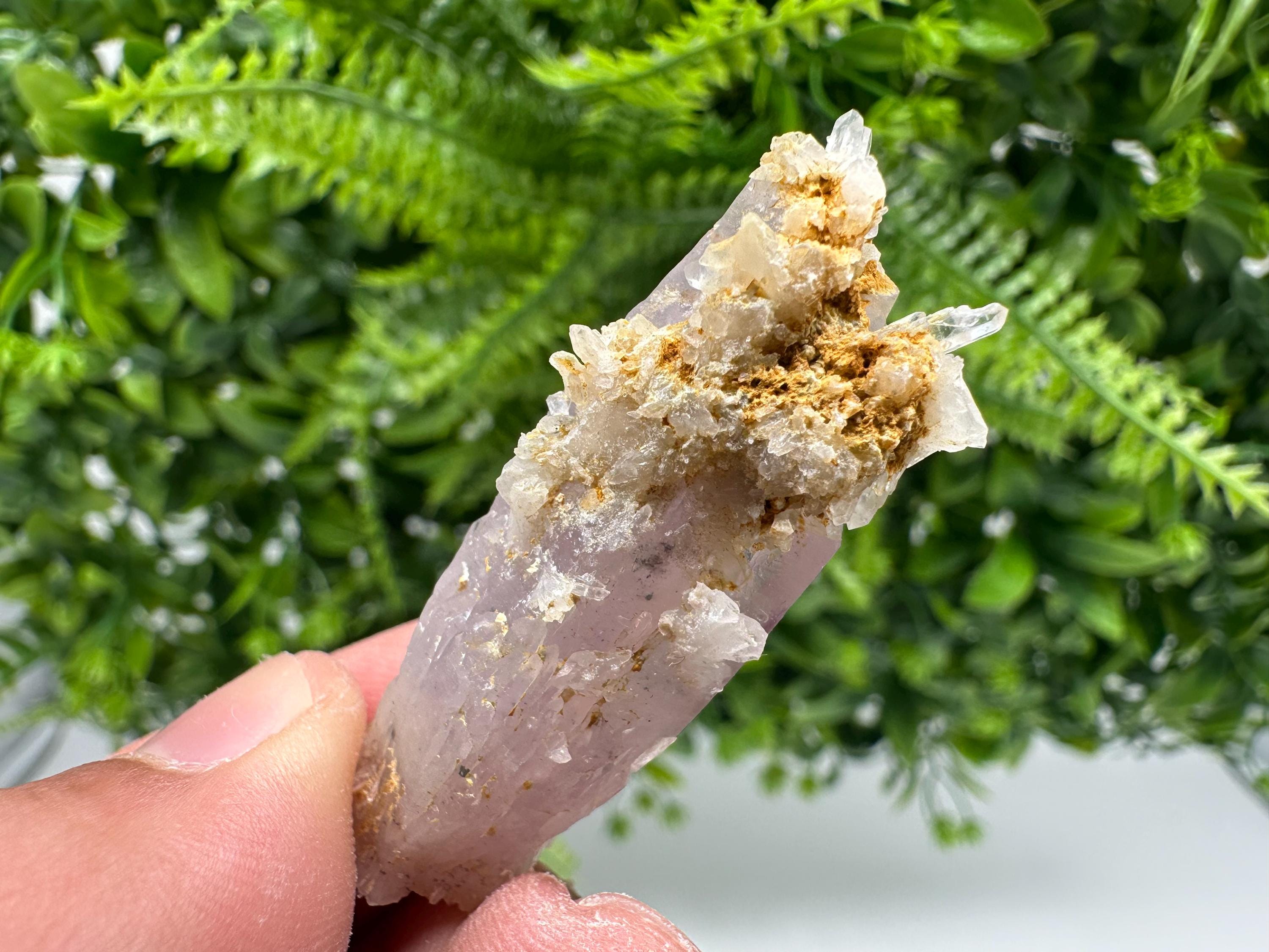 Amethyst Phantom Crystal with Cerusite, Madjarovo Mine, Bulgaria
