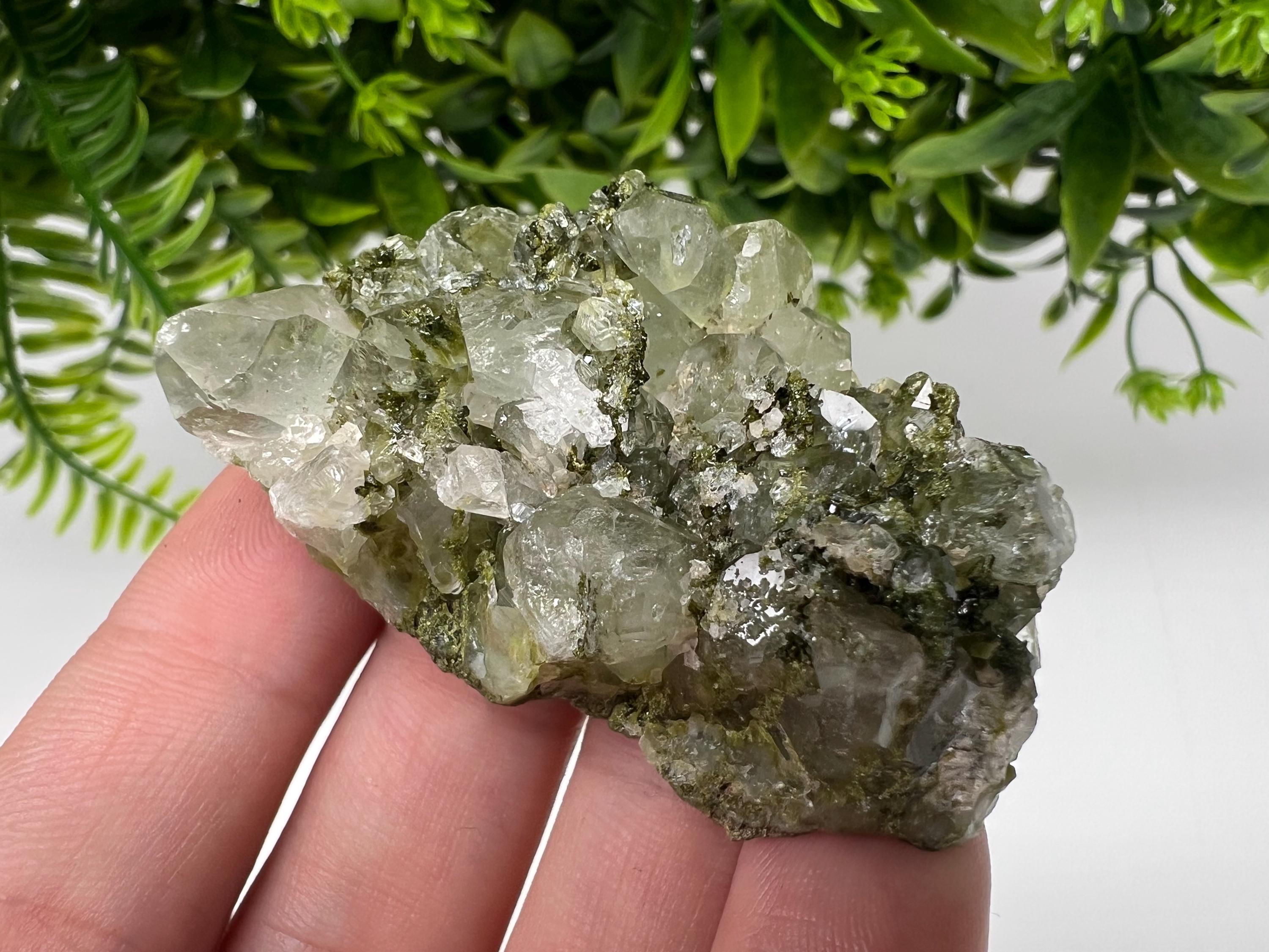 LARGE, Green Epidote with Quartz Crystals - Extremely Sparkly with Rainbows,souvenirs collection stone,gift,decor, Eastern Anatolian, Turkey