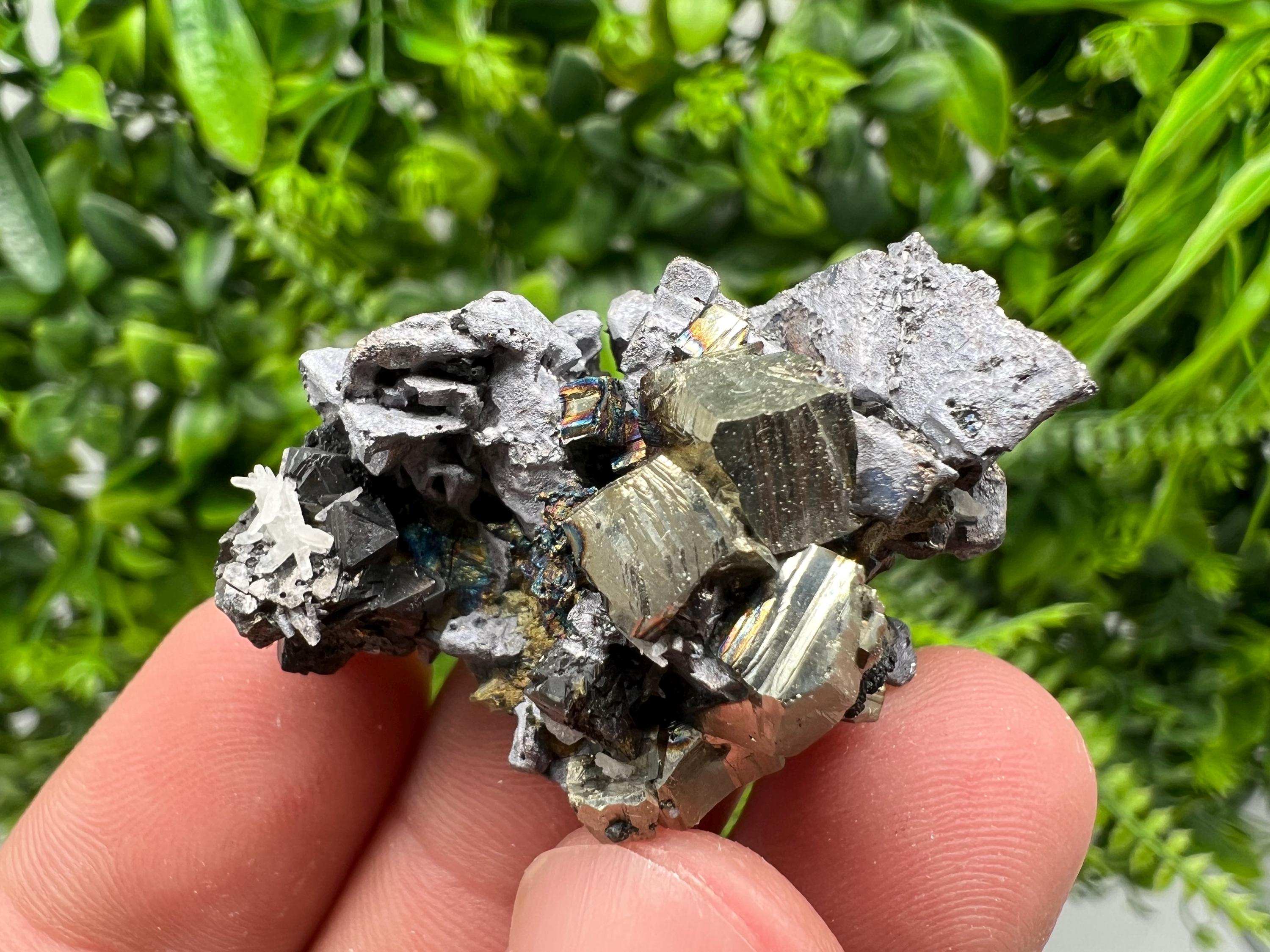 Pyrite Cluster, Galena, Sphalerite Mineral Specimen, Bulgaria Decor Crystal