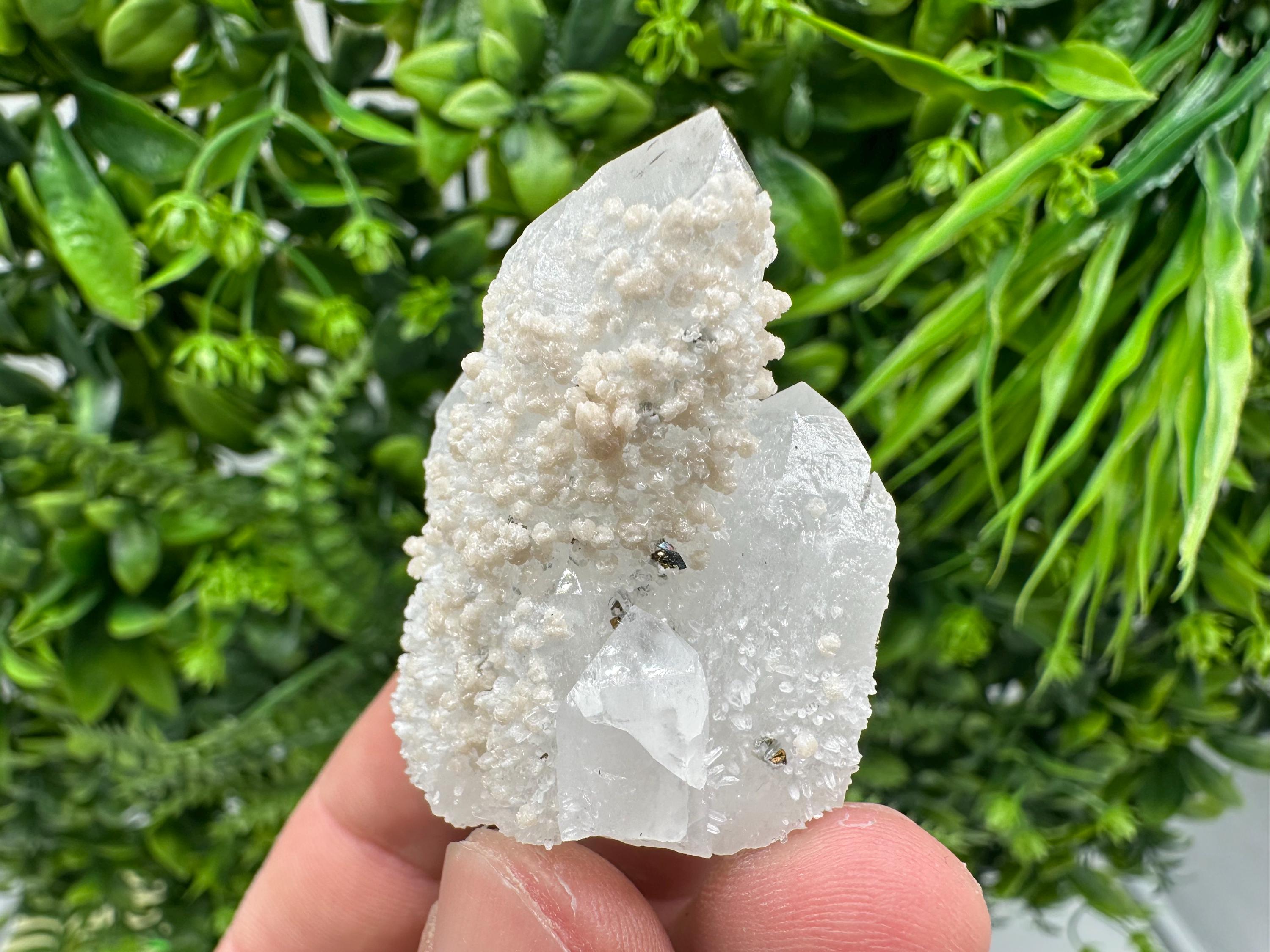 Calcite on Quartz,Pyrite Mineral Specimen Krushev dol  Mine, Bulgaria