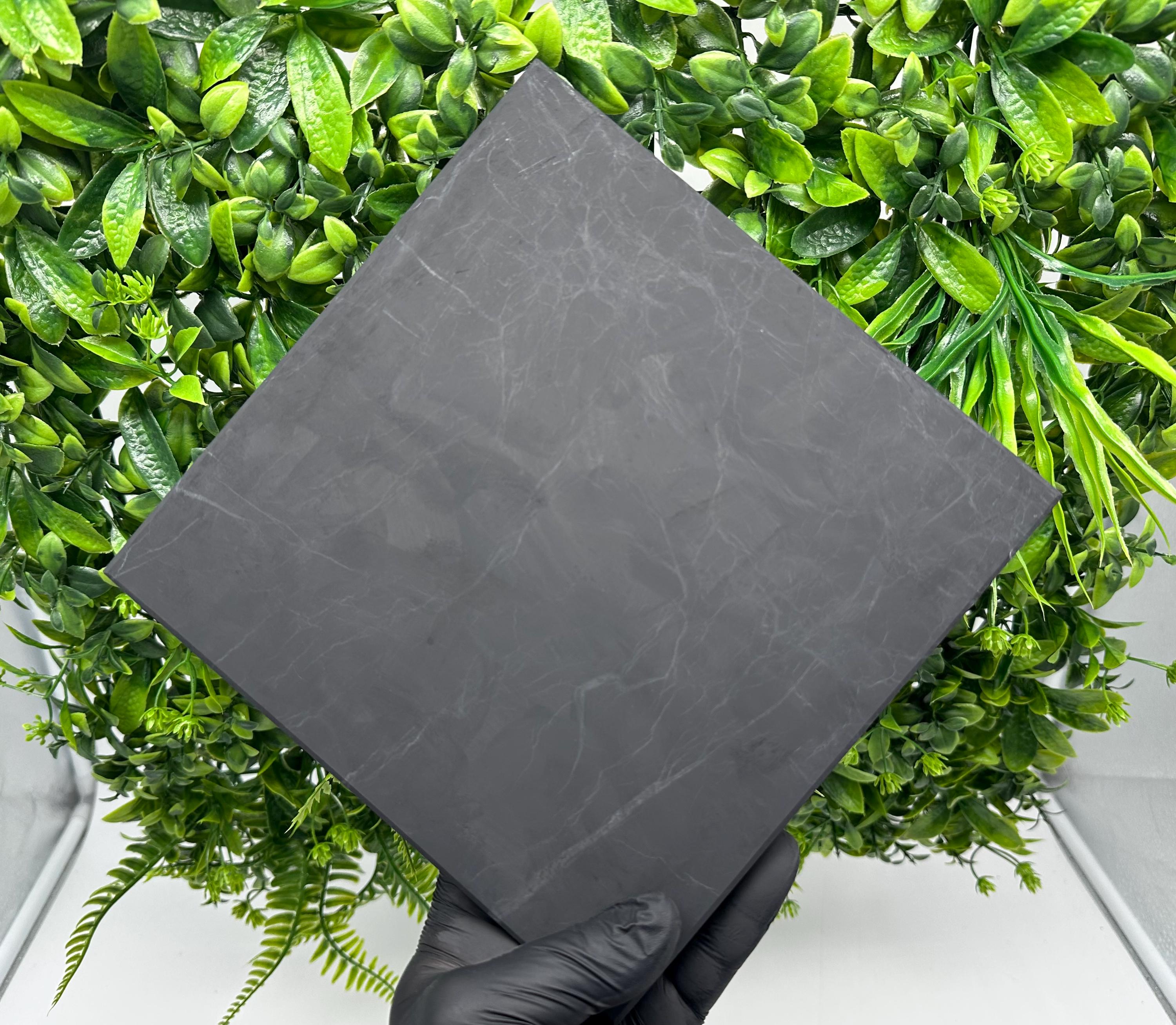 ONE(1) Original shungite TILLE20/20cm.from Russia(Karelia)Unpolished with rounded edges,Shungite Plate | Shungite Tille with certificate