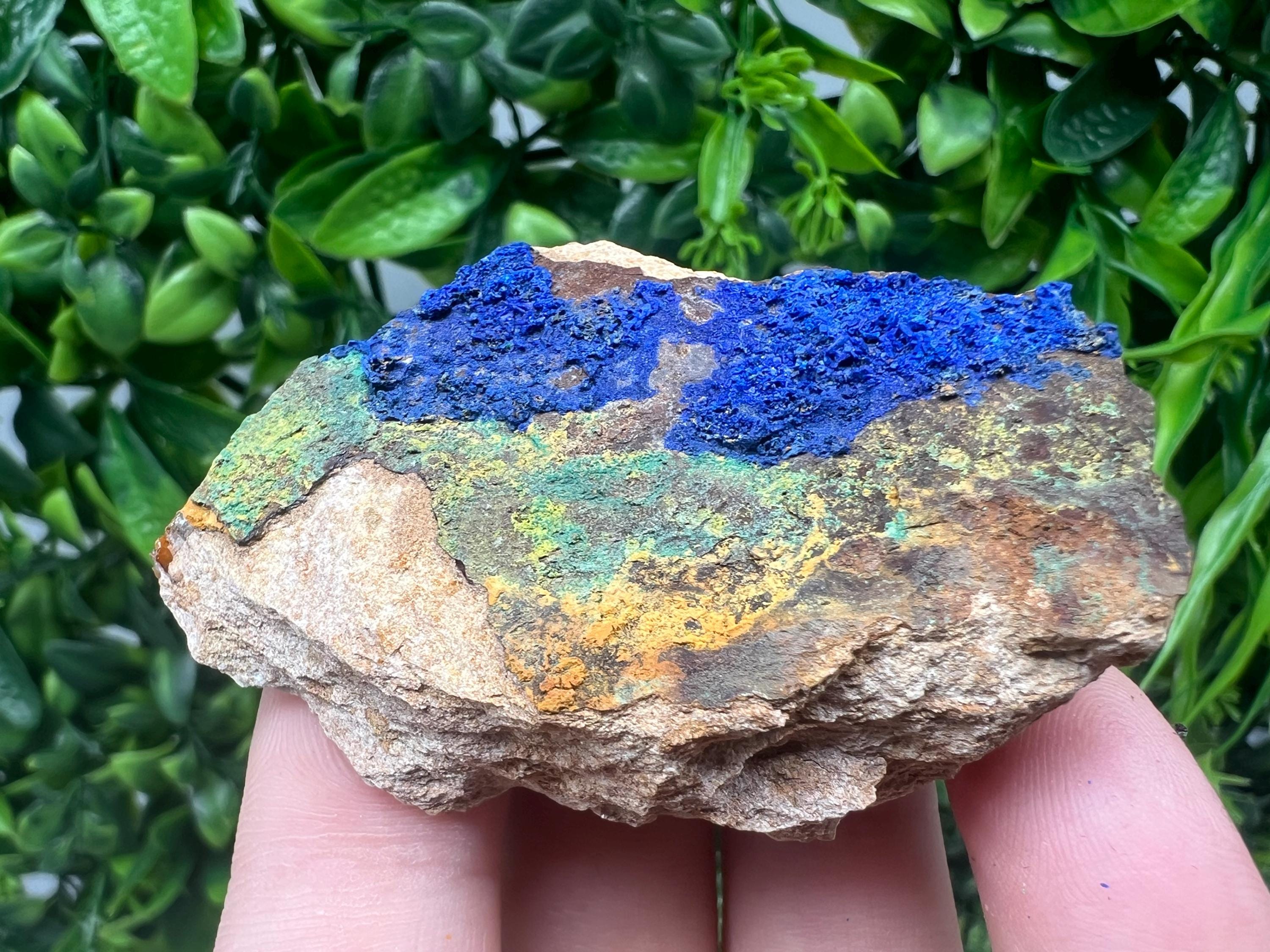 Azurite Malachite Mineral Specimen: Moroccan Blue-Green Crystal, Collector Stone