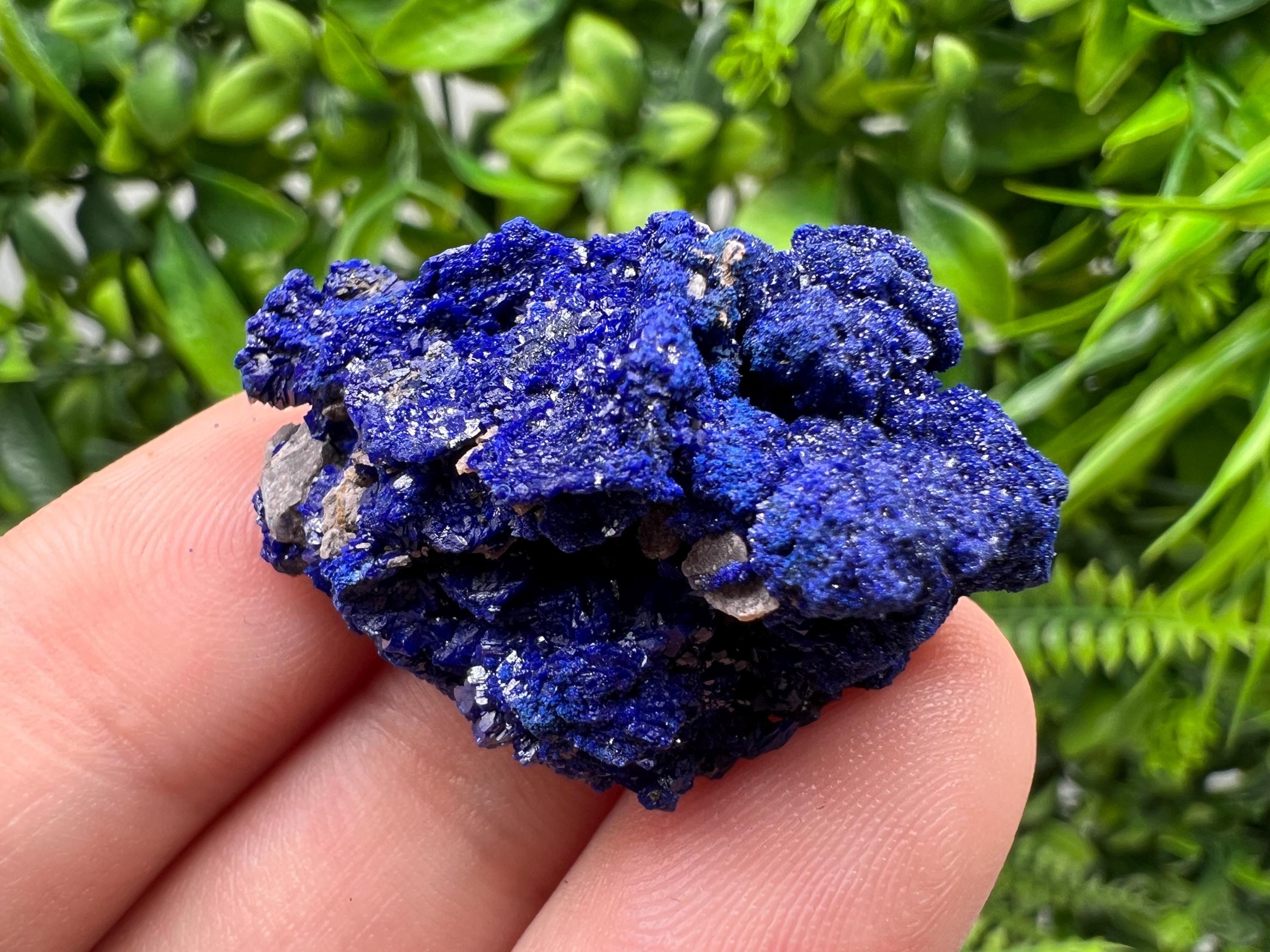 Crystallized Azurite-Kerrouchen,Morocco-Blue Azurite Specimen-High Quality Blue Azurite-Azurite Mineral Specimen, gemmy,lustrous of Azurite