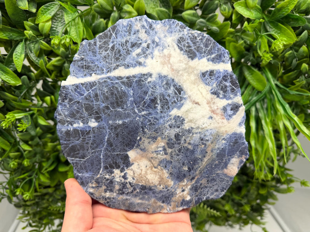 Polished Sodalite Slice – Natural Blue Crystal Slab, Home Decor Accent