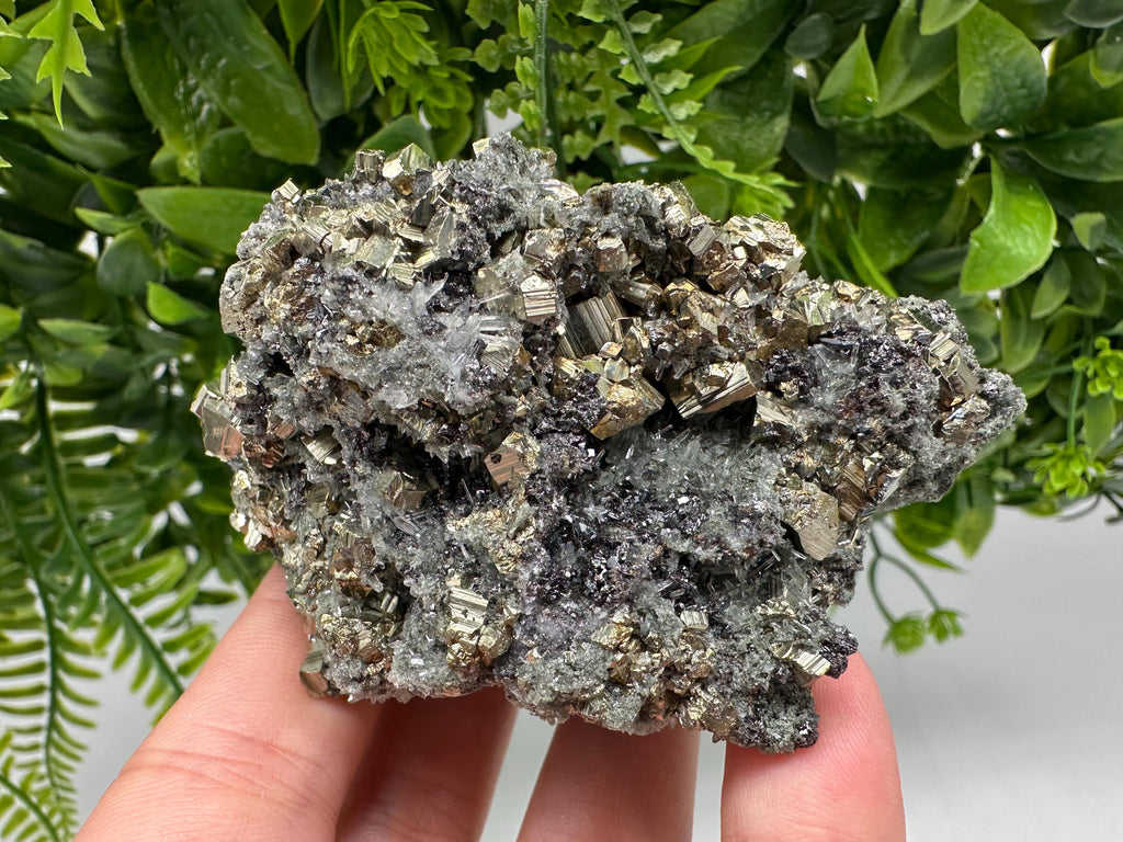 Pyrite on Green Quartz: Rare Mineral Specimen, Borieva Mine