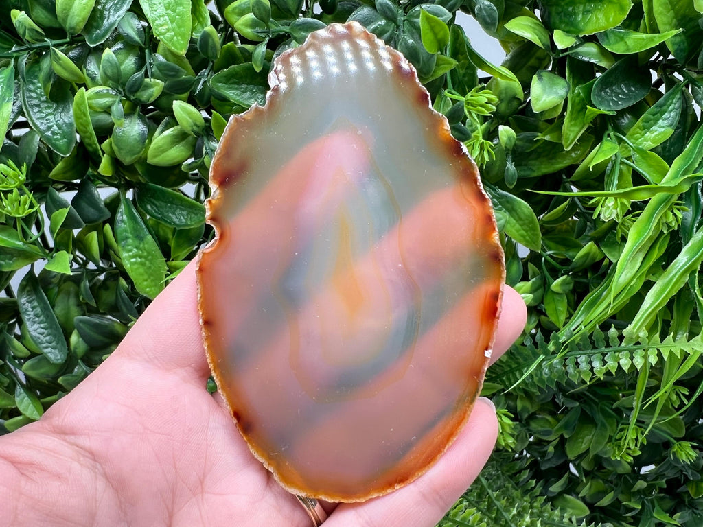 Large Polished Agate Slice: Spiritual Healing Crystal Coaster, 13/7.5 cm