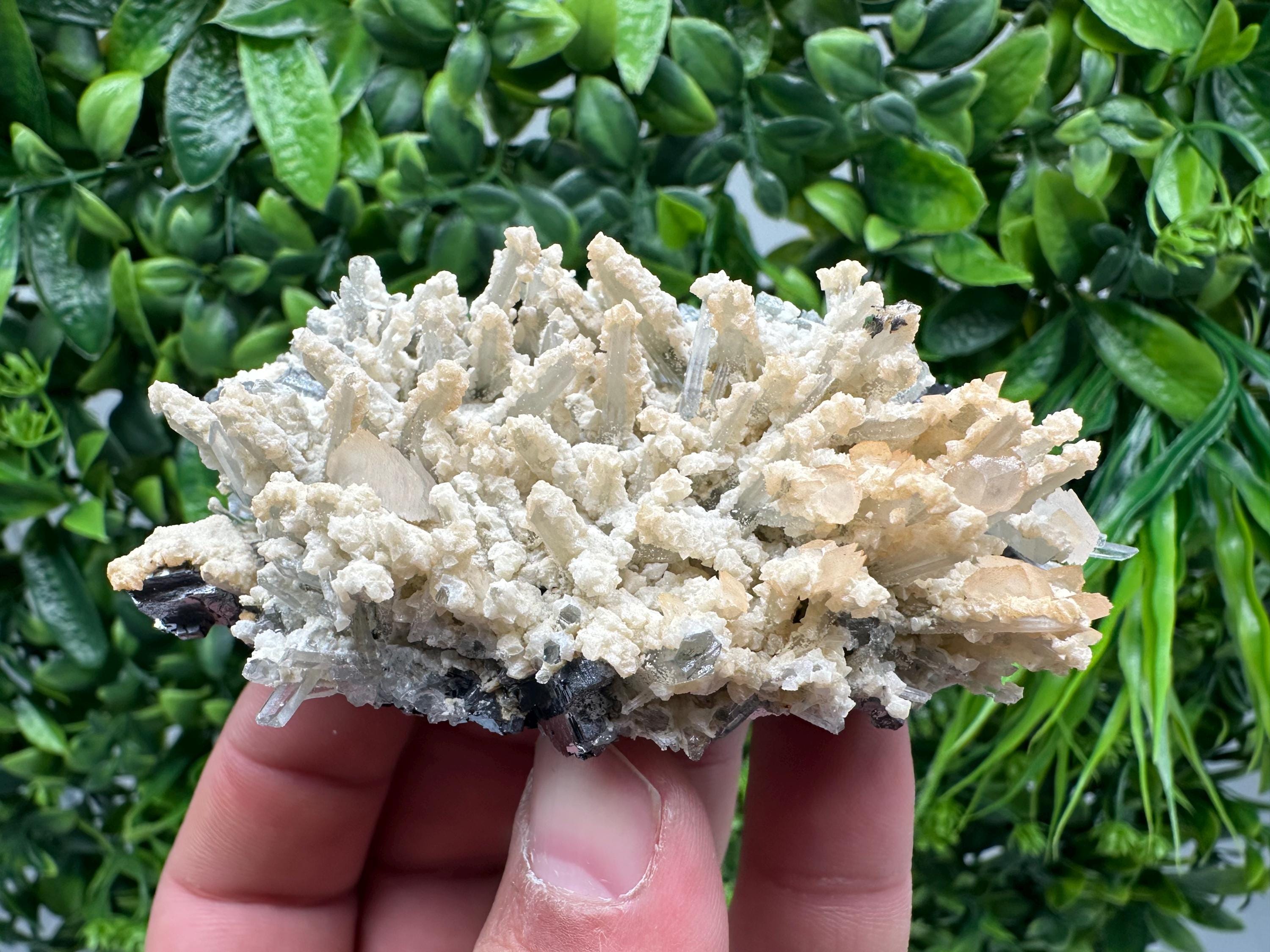 Quartz with Calcite Cluster: Krushev Dol Mine, Bulgaria