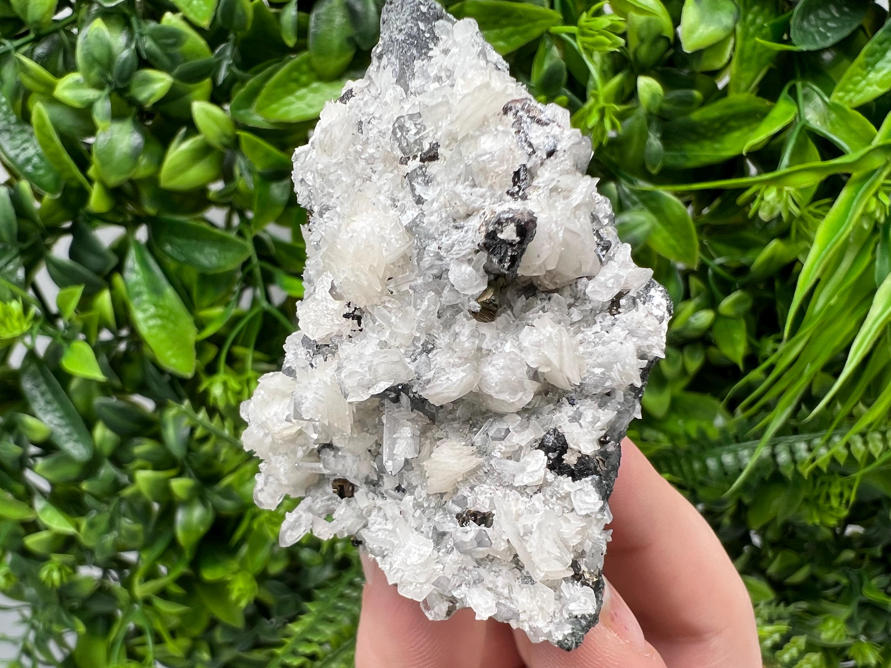 Calcite on Quartz Mineral Specimen, Borieva Mine, Bulgaria