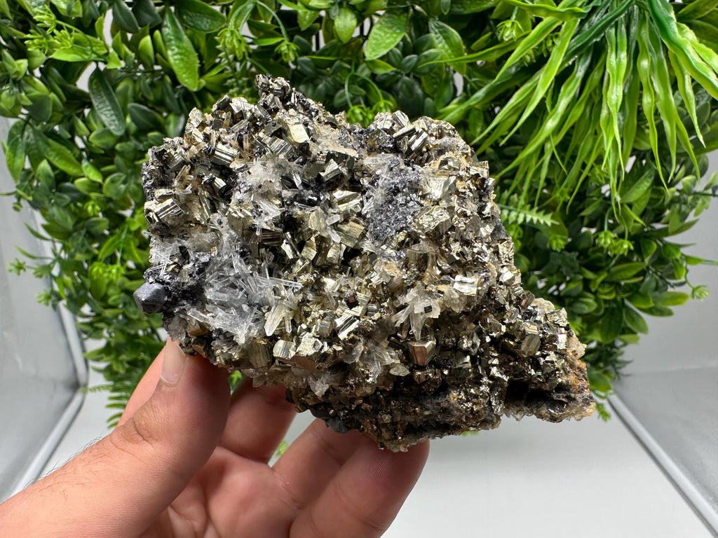 Wonderful Rainbow Pyrite on Quartz whit Oxide,natural minerals souvenir crystal,home decor,collection stone,rare minerals,Borieva Bulgaria