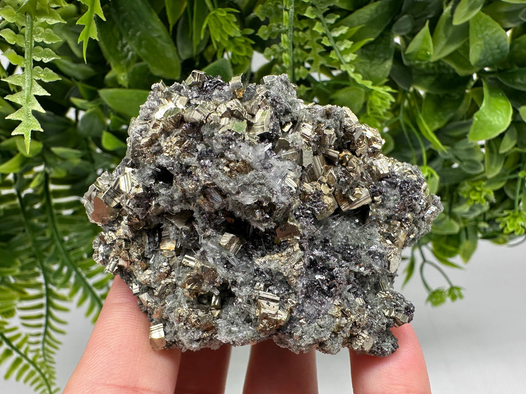 Pyrite on Green Quartz: Rare Mineral Specimen, Borieva Mine
