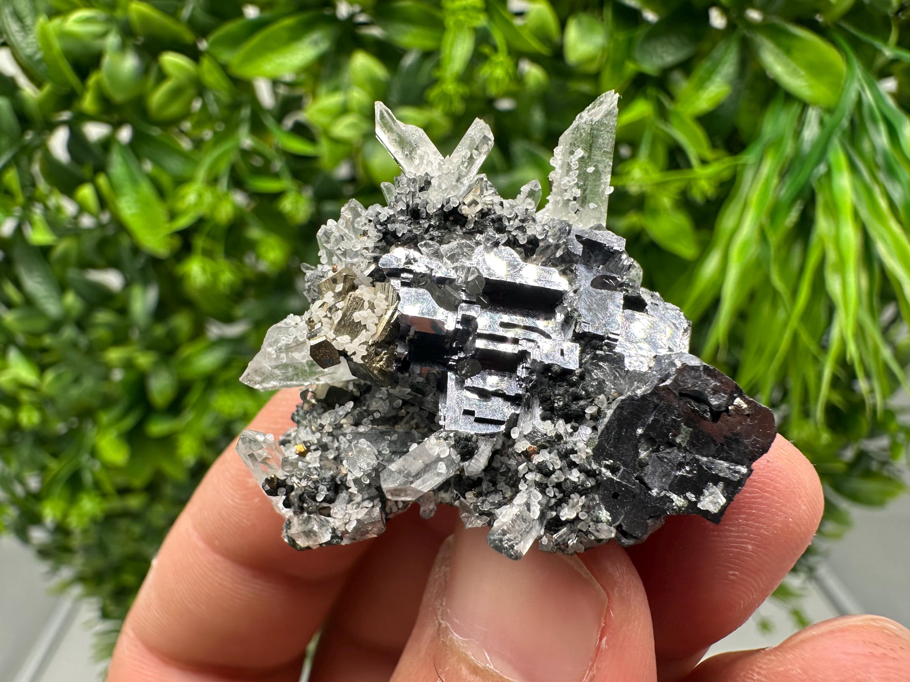 Galena Quartz Calcite Mineral Specimen, Bulgaria