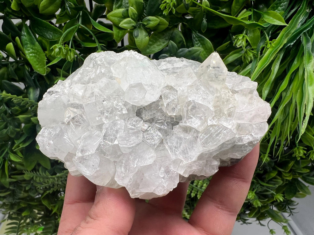 Apophyllite on Chalcedony Specimen: Transparent Crystal, India Minerals