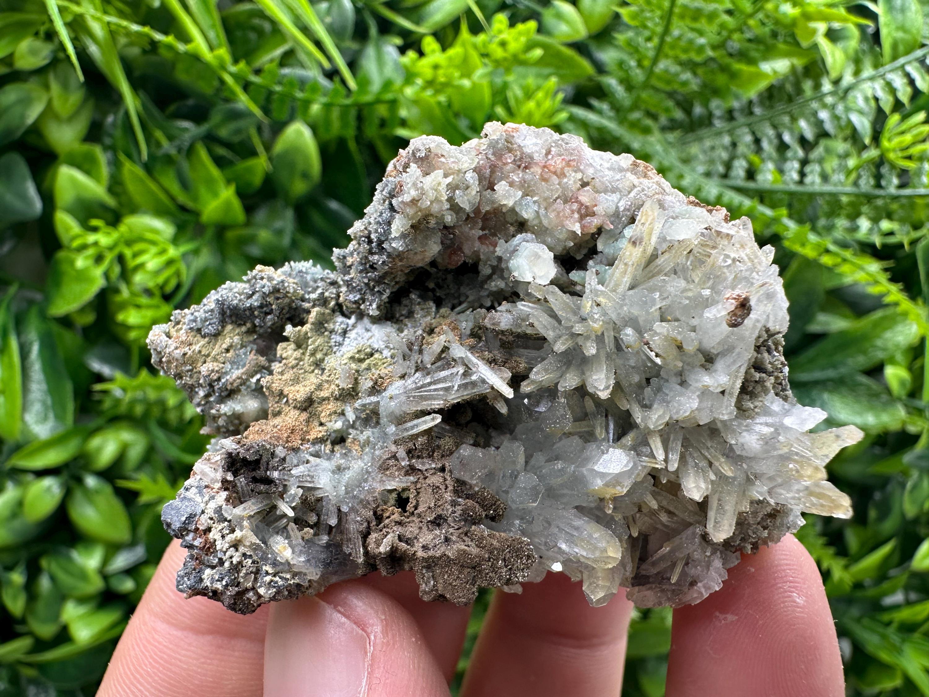 Quartz with Hematite, Chlorite, and Dolomite, Bulgaria Crystal Stone