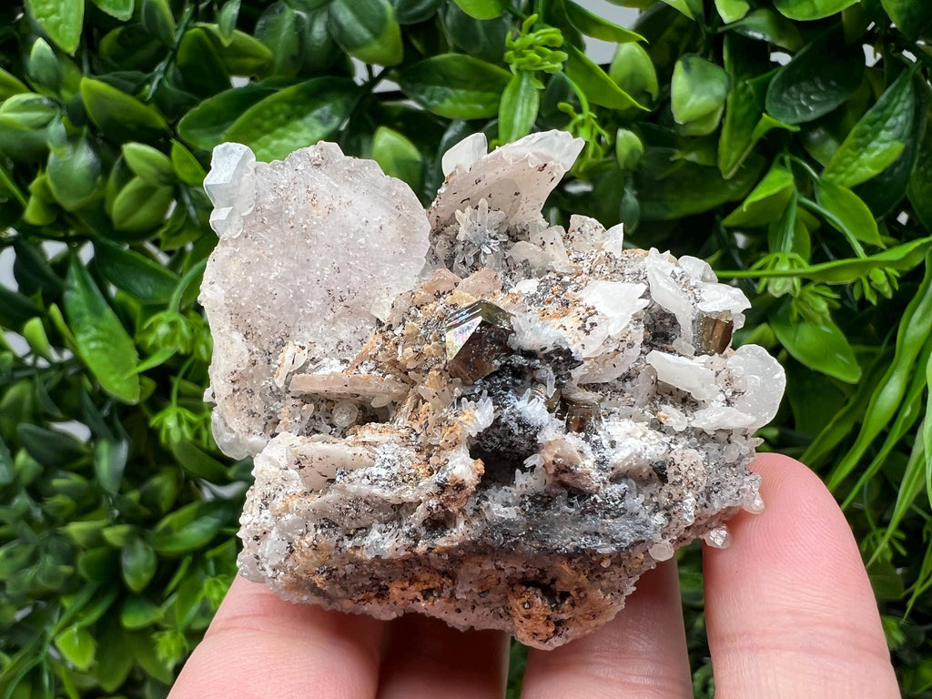 Rainbow Pyrite with Calcite, Borieva Bulgaria Crystal, Natural Mineral
