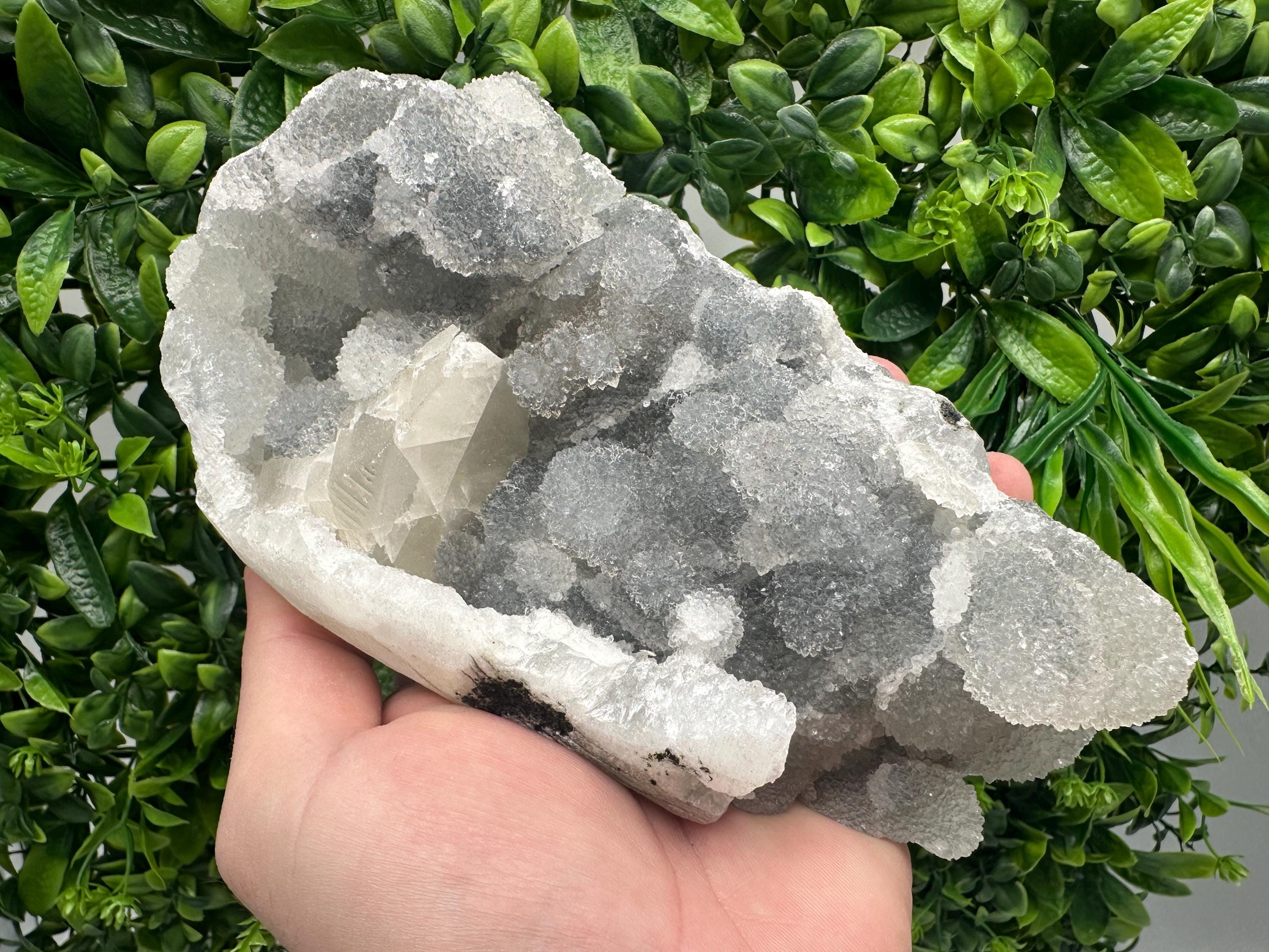Transparent Apophyllite on Chalcedony, India Mineral Specimen