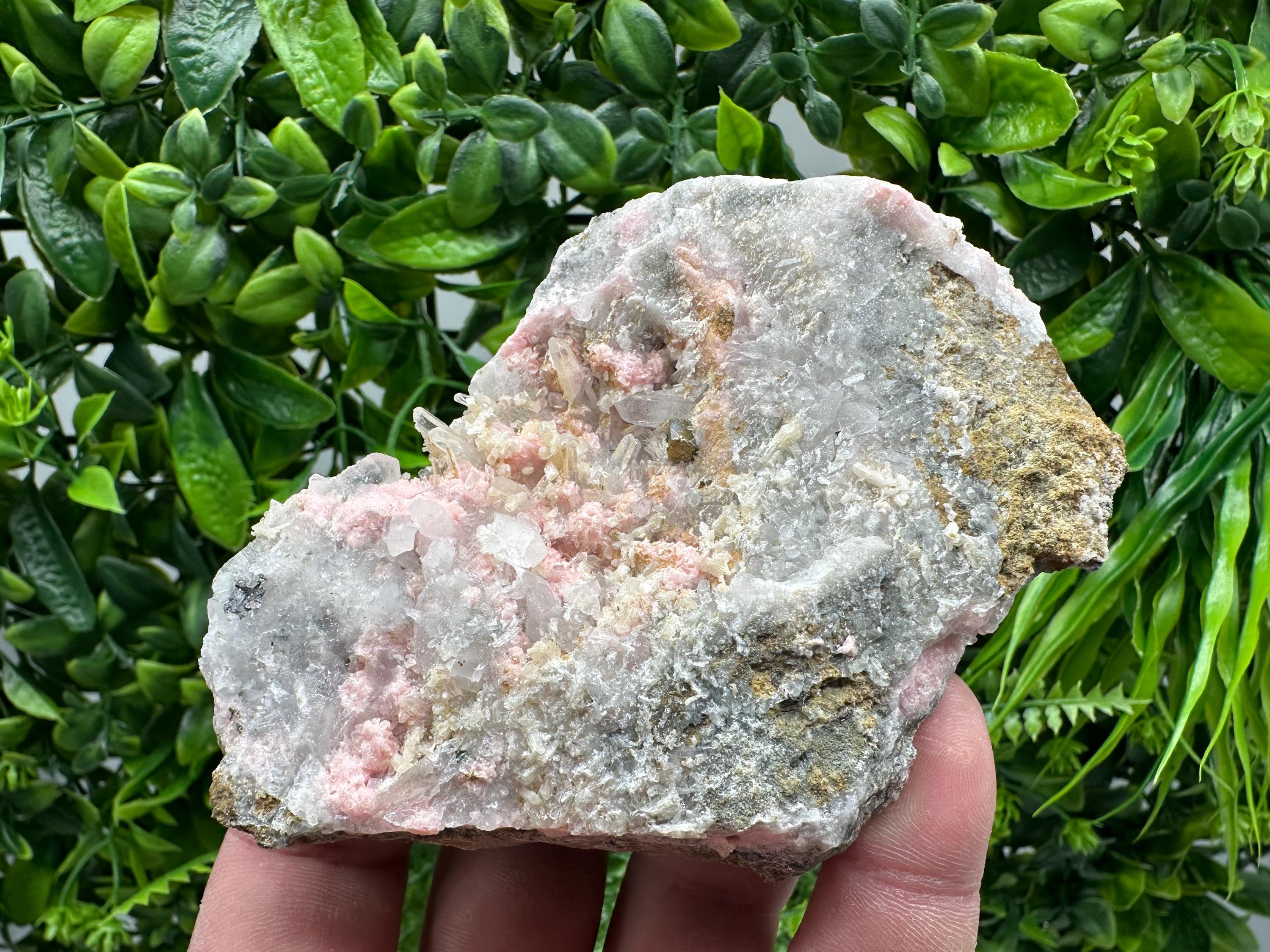 Rhodochrosite on Quartz, Starnica Mine, Bulgaria