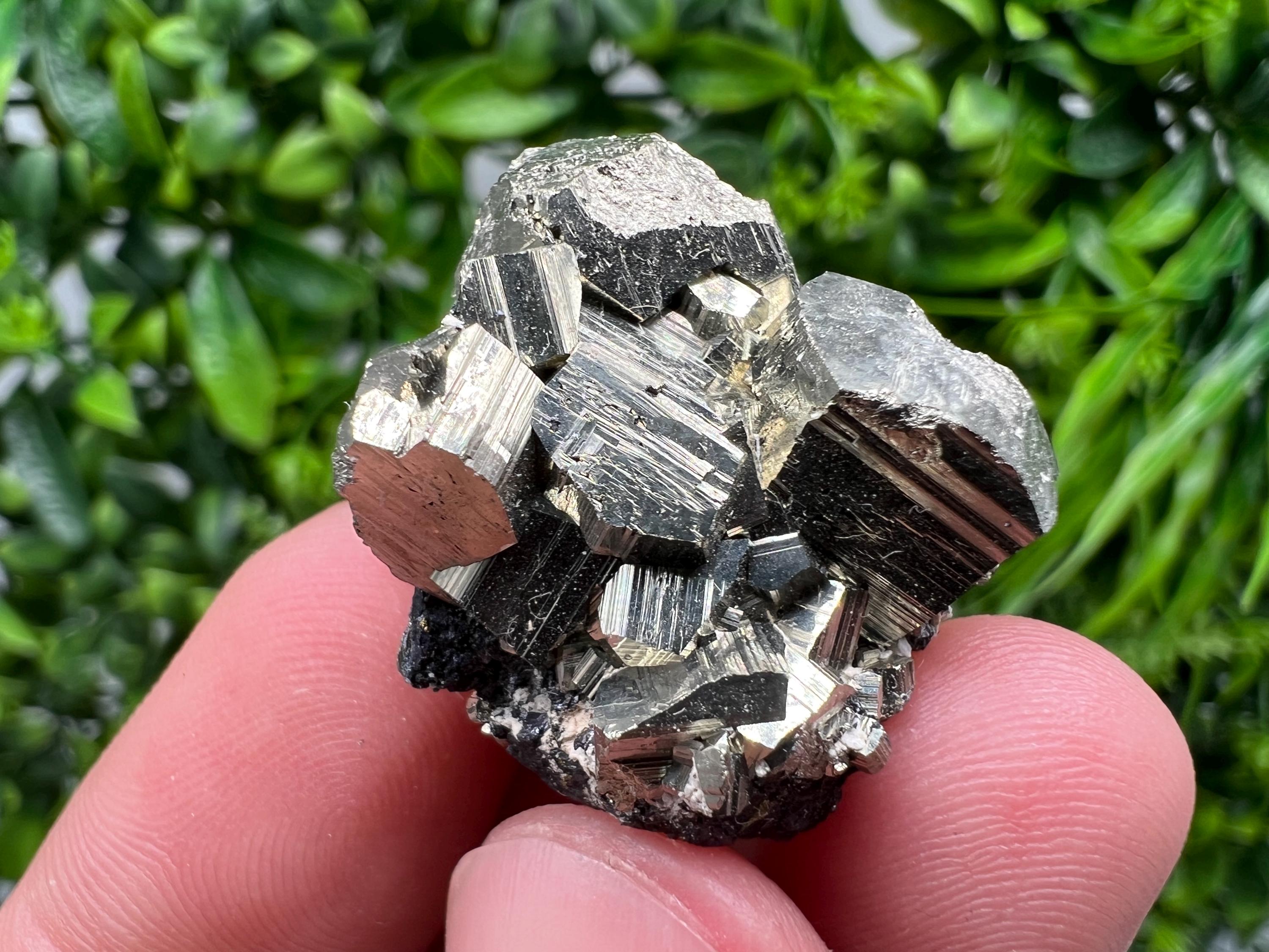 Golden Pyrite Cluster with Sphalerite, Madan Bulgaria Mineral Specimen