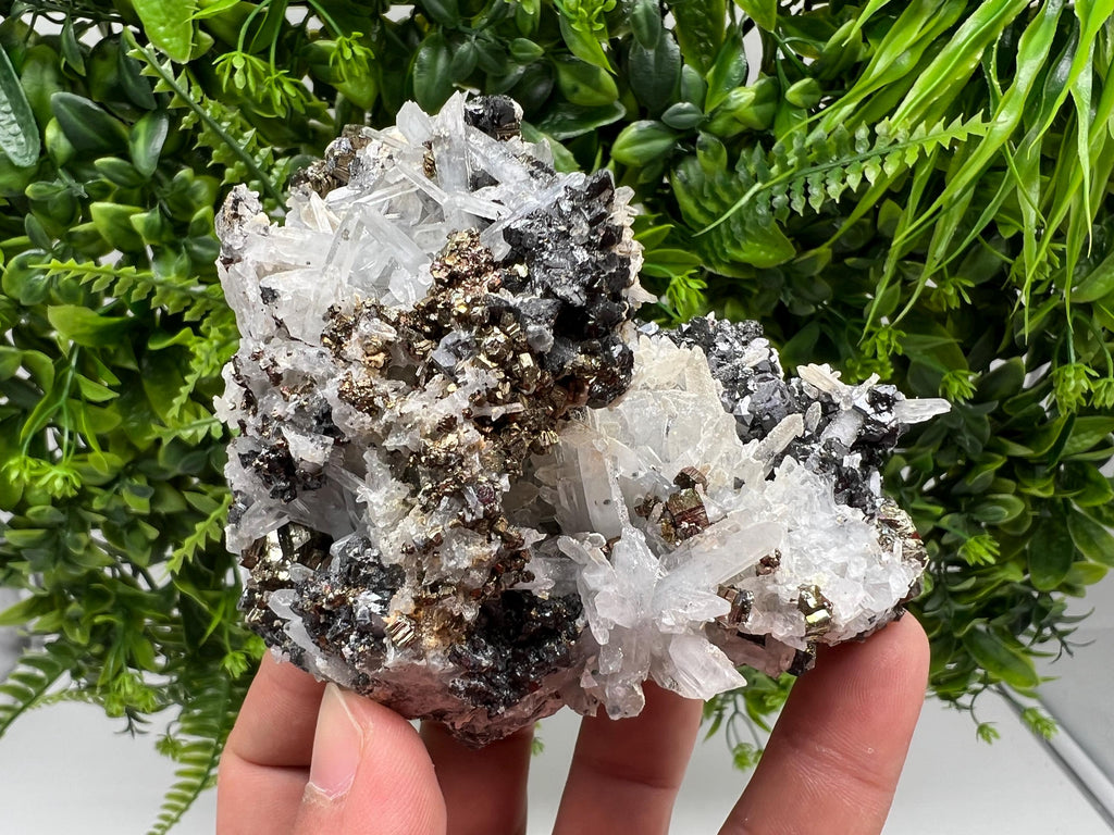 Wonderful Rainbow Pyrite on Quartz whit Oxide,natural minerals souvenir crystal,home decor,collection stone,rare minerals,Borieva Bulgaria