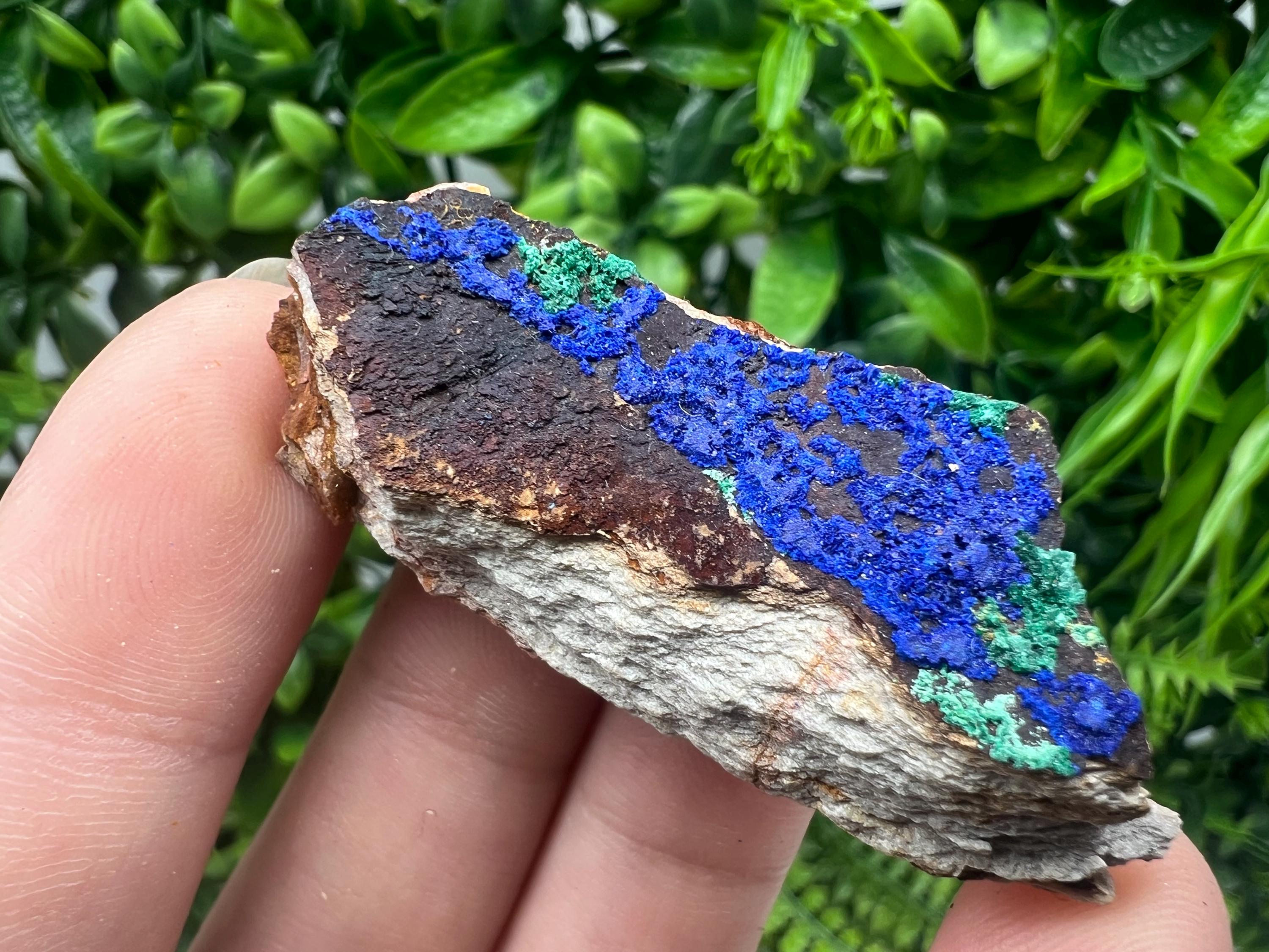 Azurite Malachite Mineral Specimen: Moroccan Blue Green Crystal, Home Decor