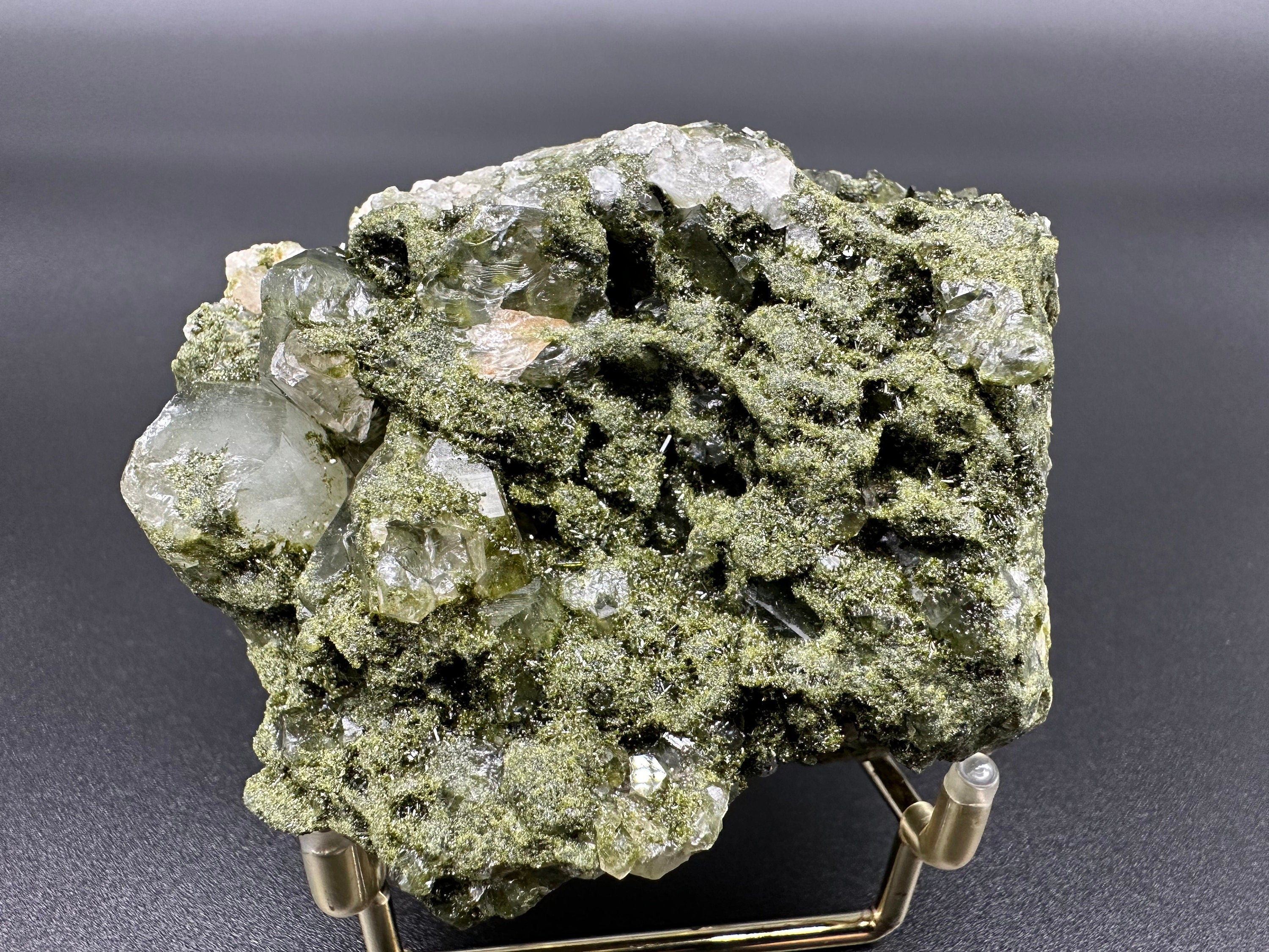 Rare Green Epidote with Quartz Crystals: Eastern Anatolian Decor Stone